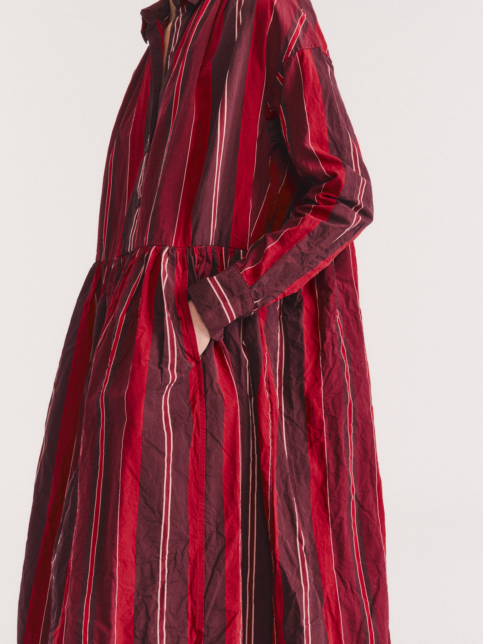 YUKARI DRESS - PAPER COT STRIPE - REDS STRIPES