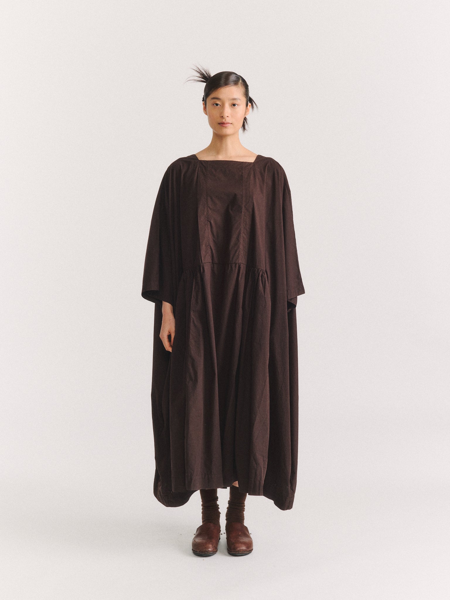 AURELIA DRESS - L COT - DARK BROWN