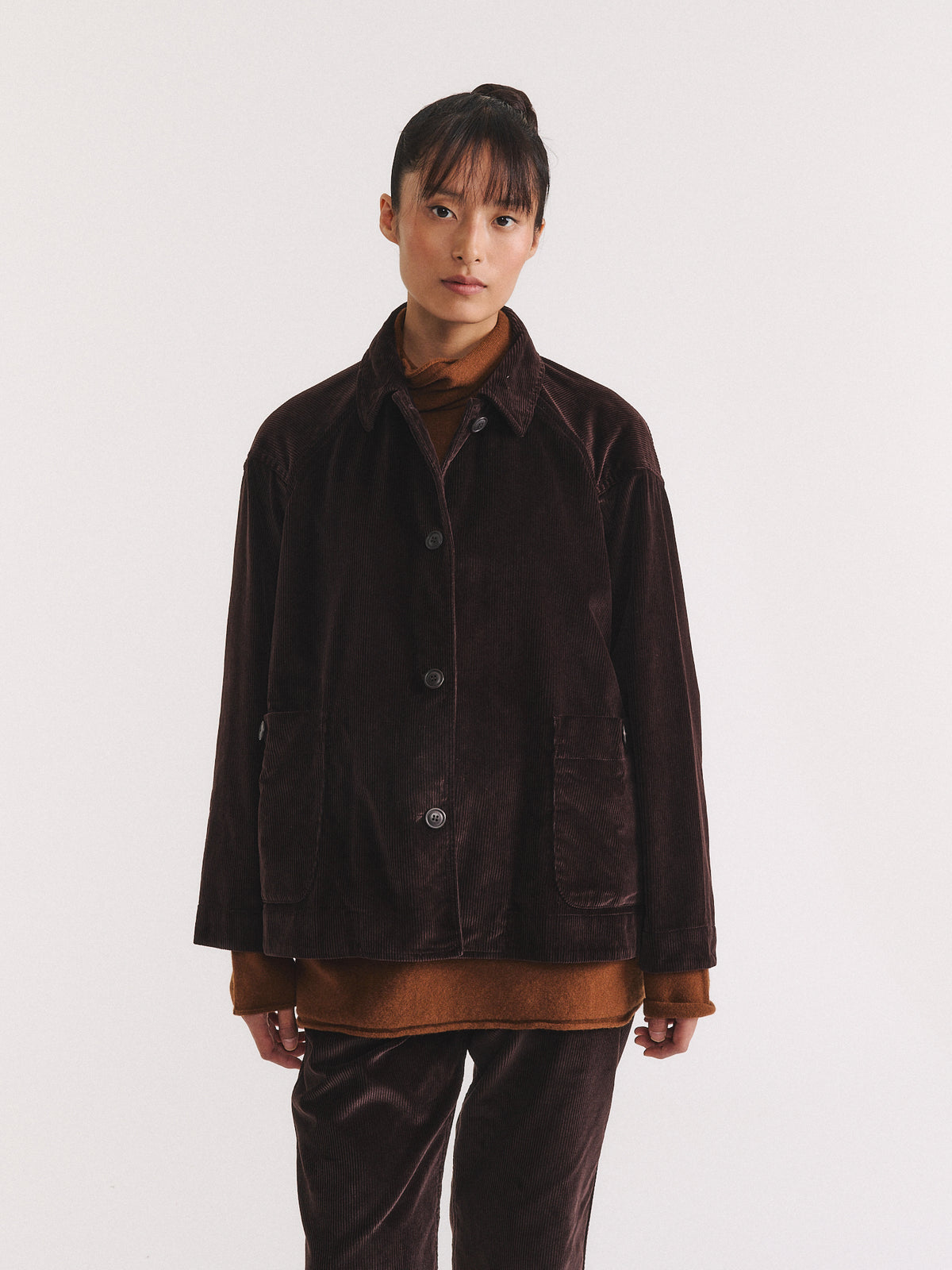 DRAYS TRAVAIL JACKET - H CORD - BROWN