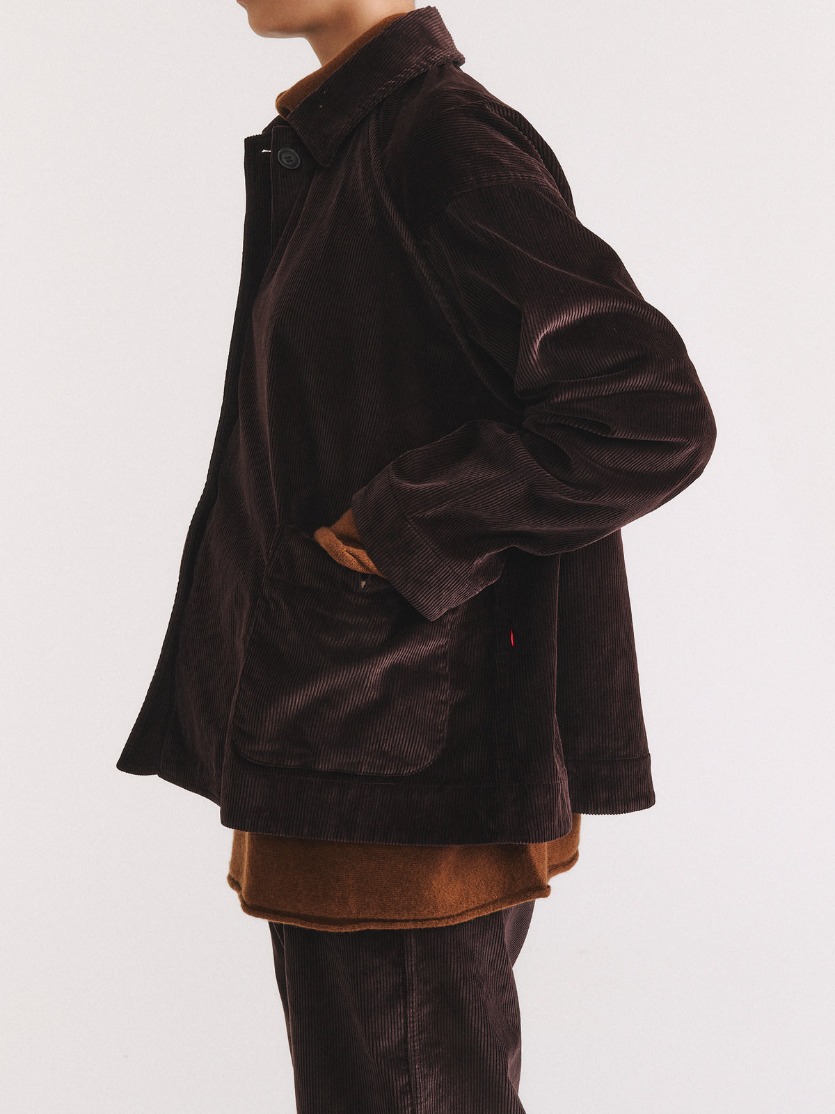 DRAYS TRAVAIL JACKET - H CORD - BROWN