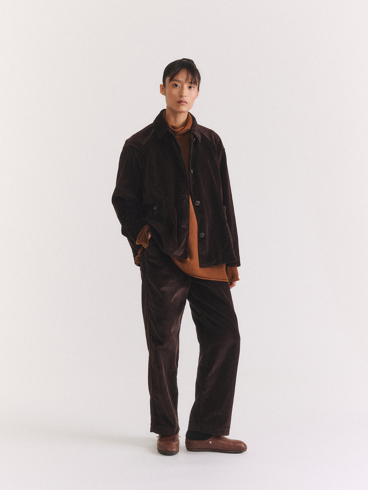 DRAYS TRAVAIL JACKET - H CORD - BROWN
