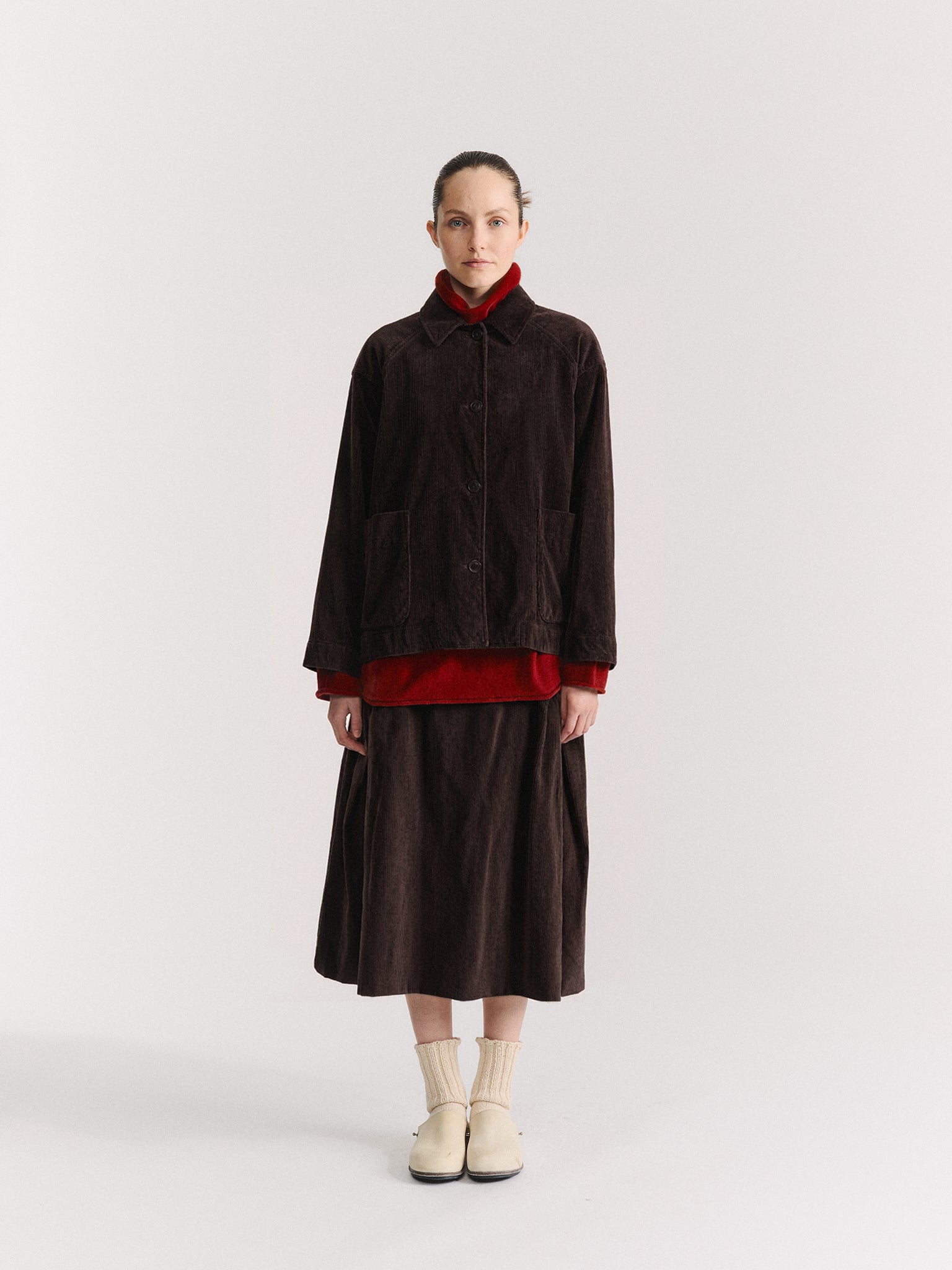 DRAYS TRAVAIL JACKET - H CORD - BROWN
