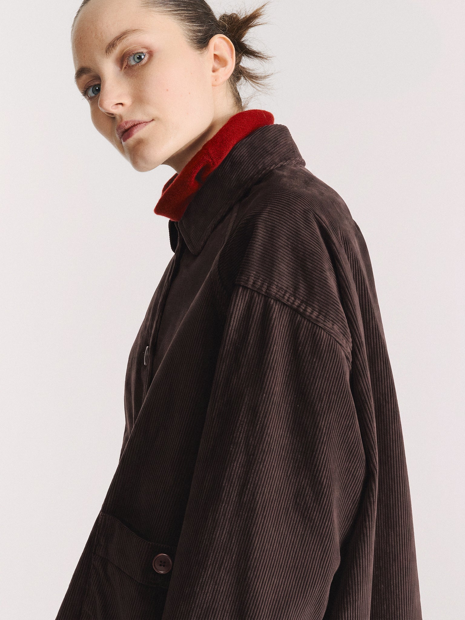 DRAYS TRAVAIL JACKET - H CORD - BROWN