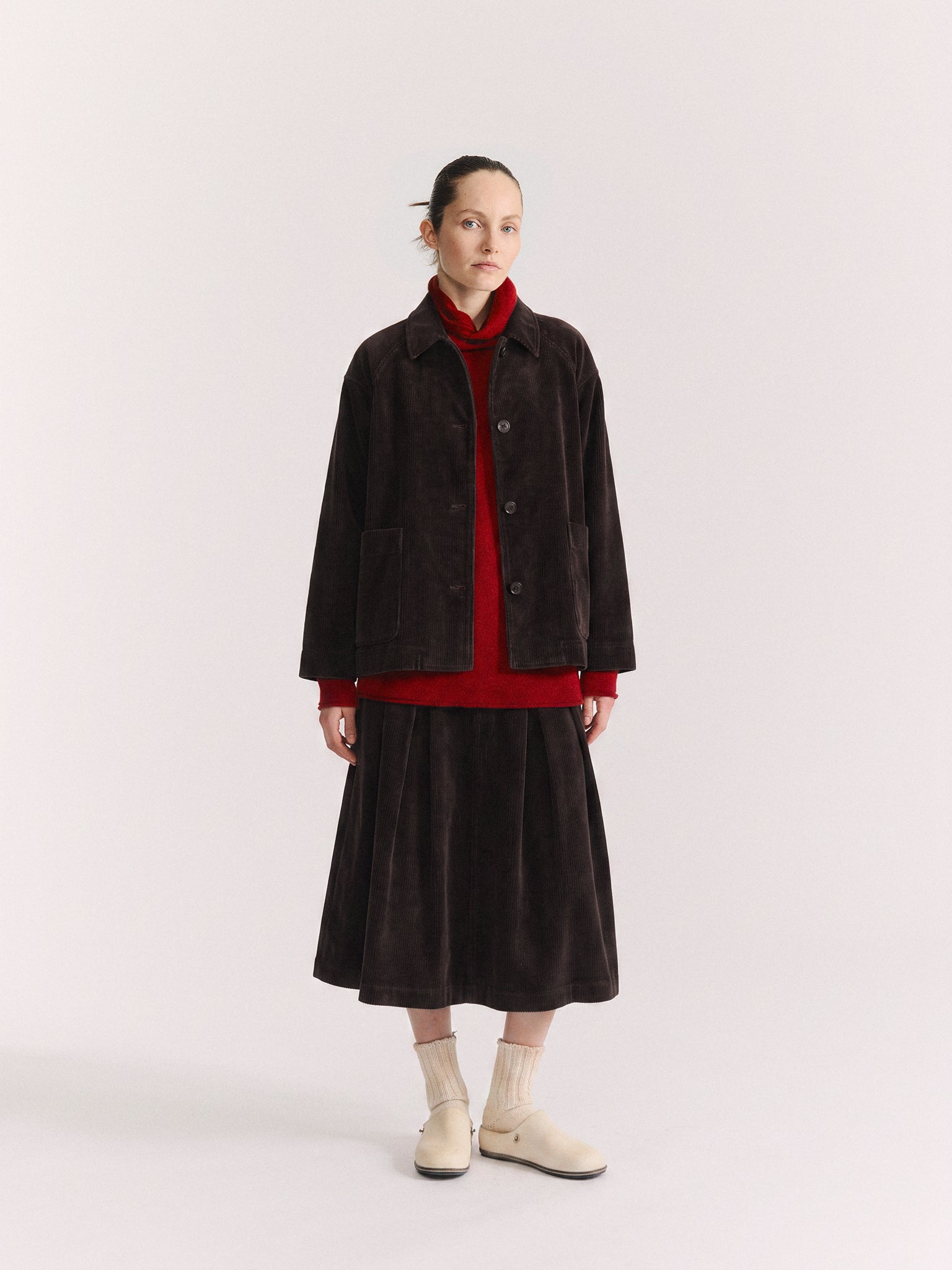 DRAYS TRAVAIL JACKET - H CORD - BROWN