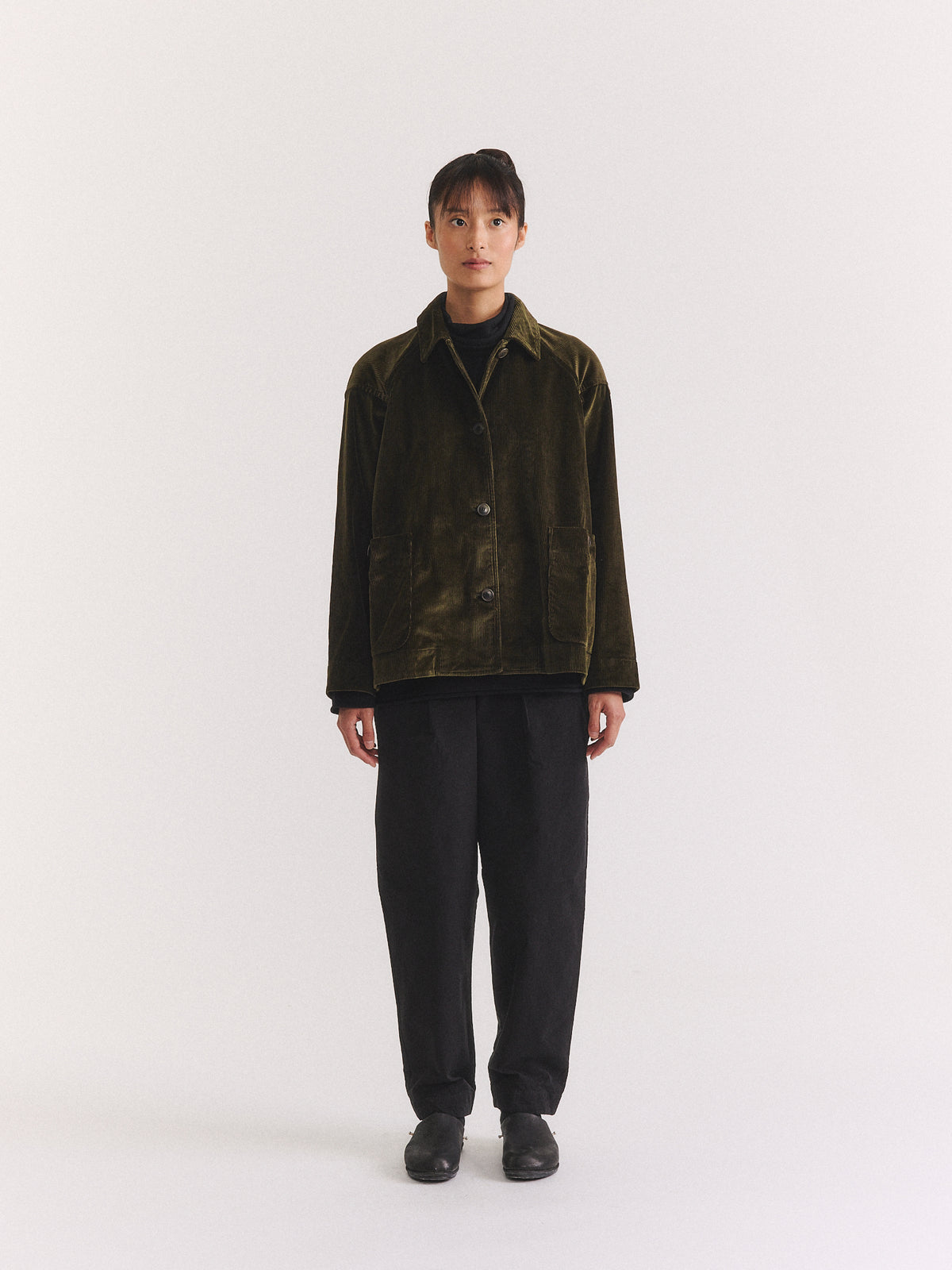 DRAYS TRAVAIL JACKET - H CORD - MOSS