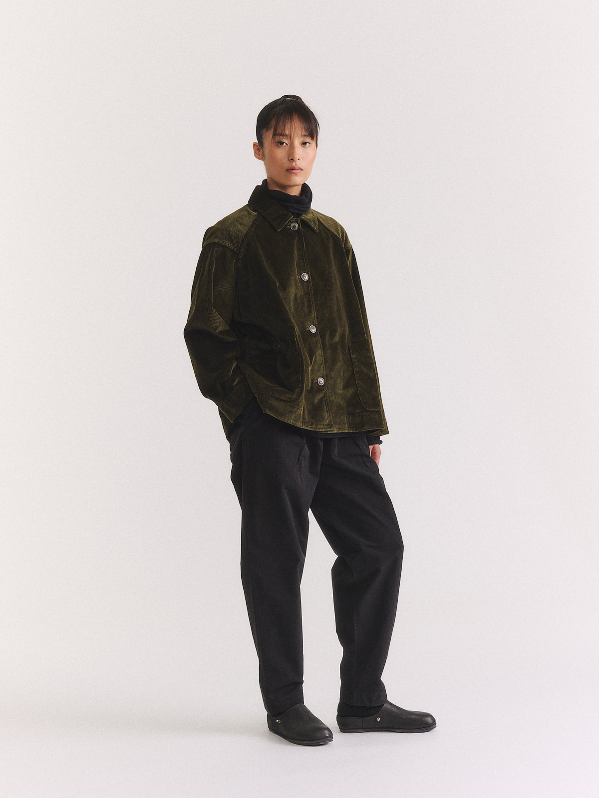 DRAYS TRAVAIL JACKET - H CORD - MOSS