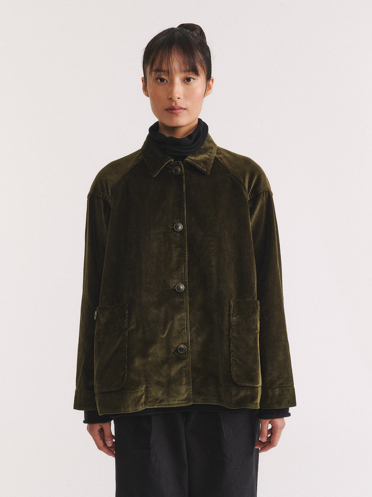 DRAYS TRAVAIL JACKET - H CORD - MOSS