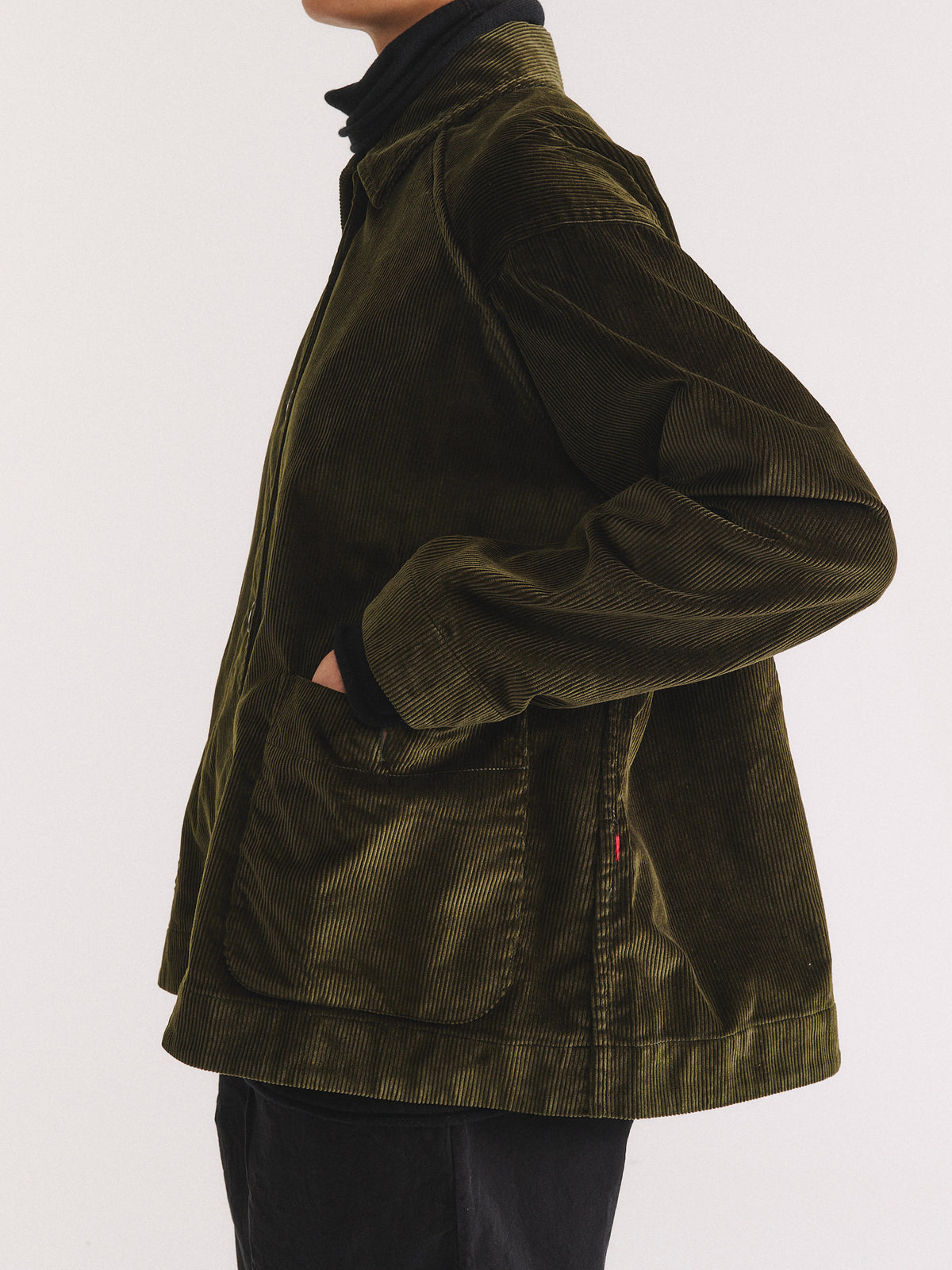 DRAYS TRAVAIL JACKET - H CORD - MOSS