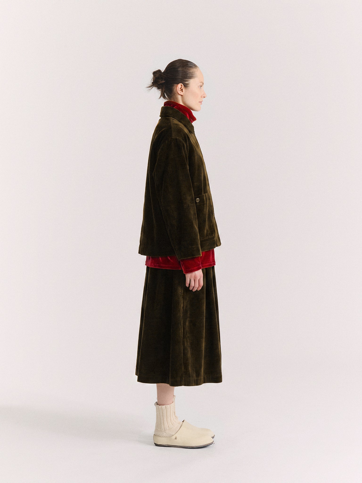DRAYS TRAVAIL JACKET - H CORD - MOSS