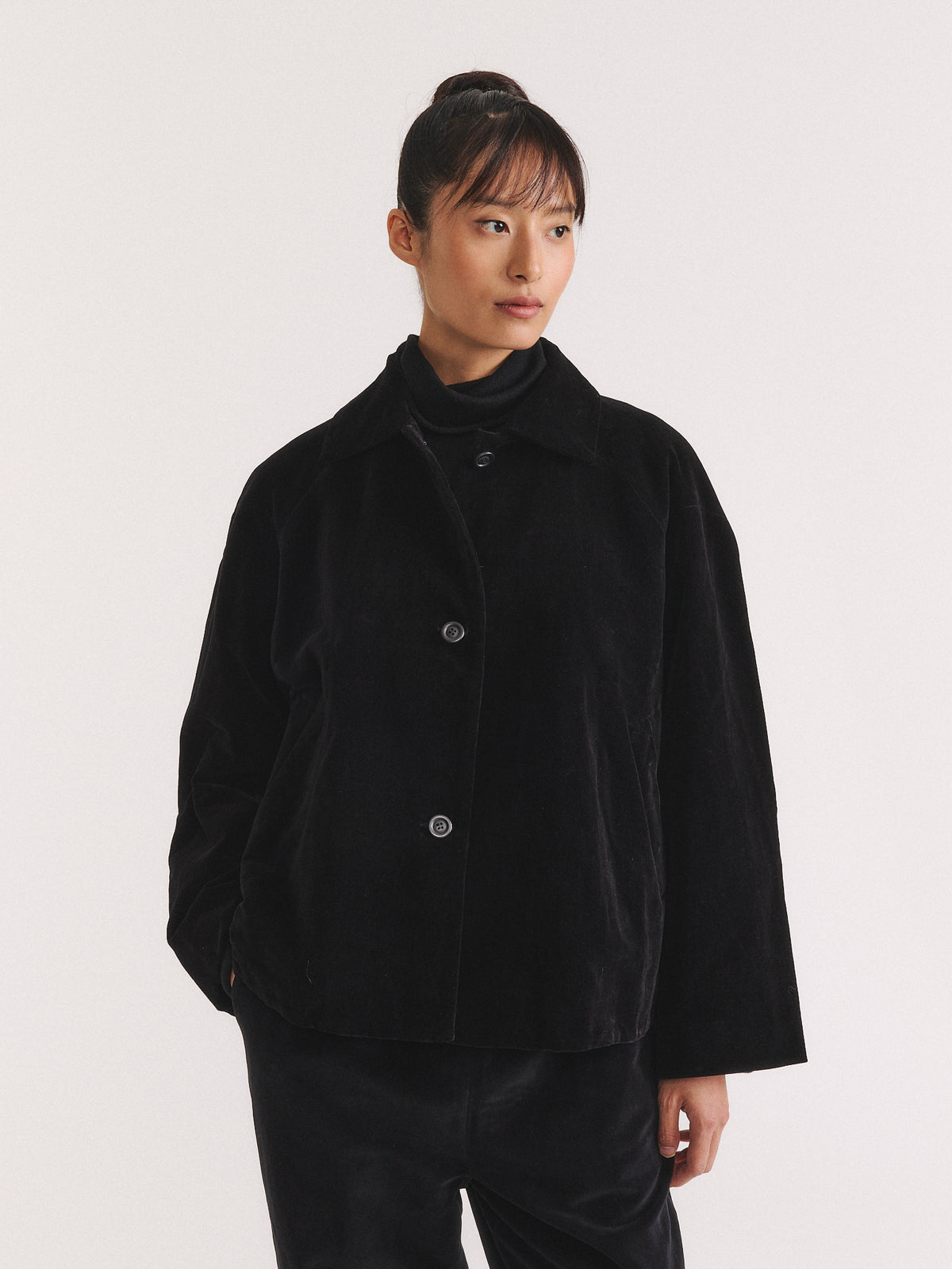 DRAYS JACKET - MID VELVET - BLACK