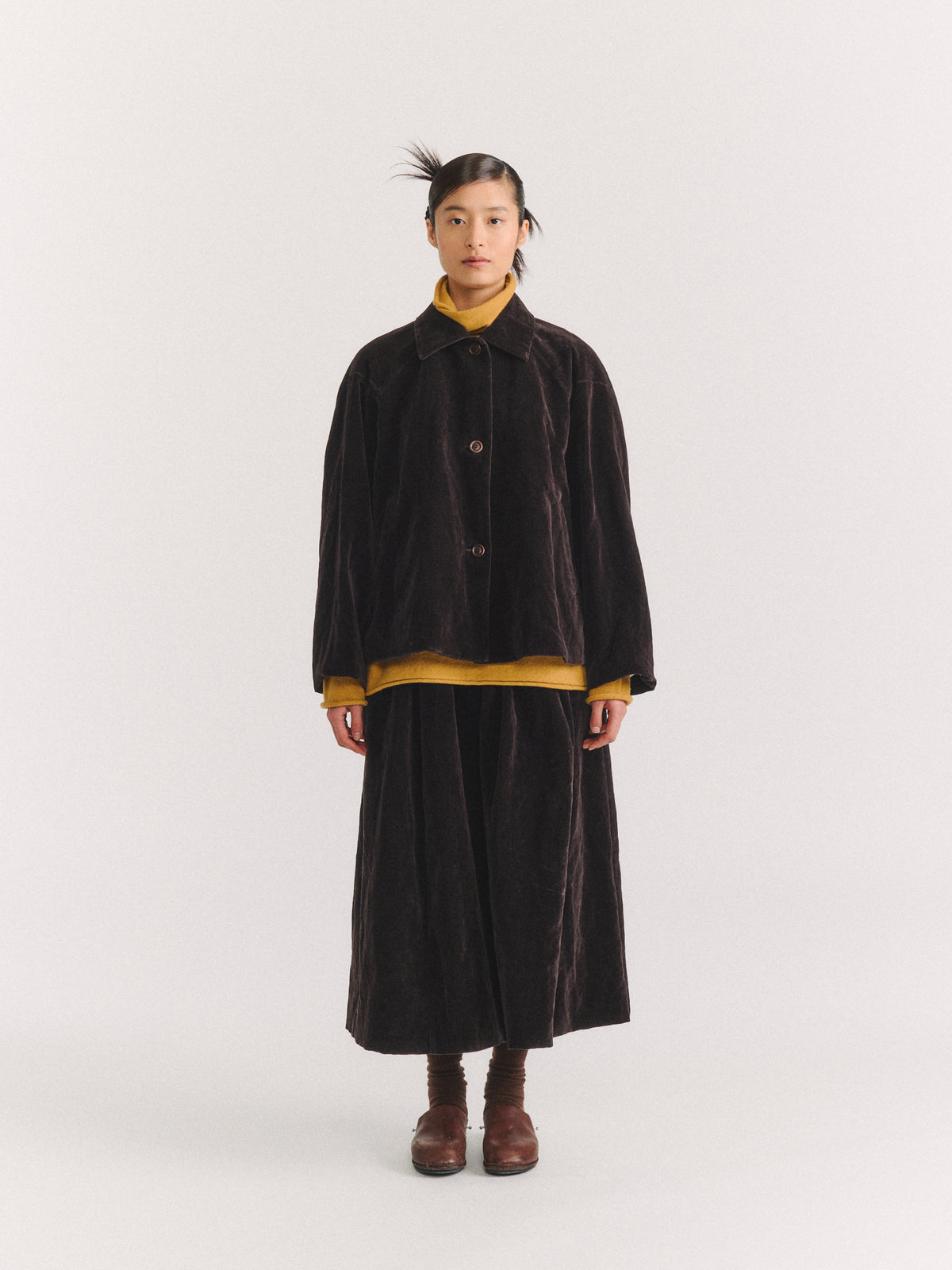 DRAYS JACKET - MID VELVET - DARK BROWN