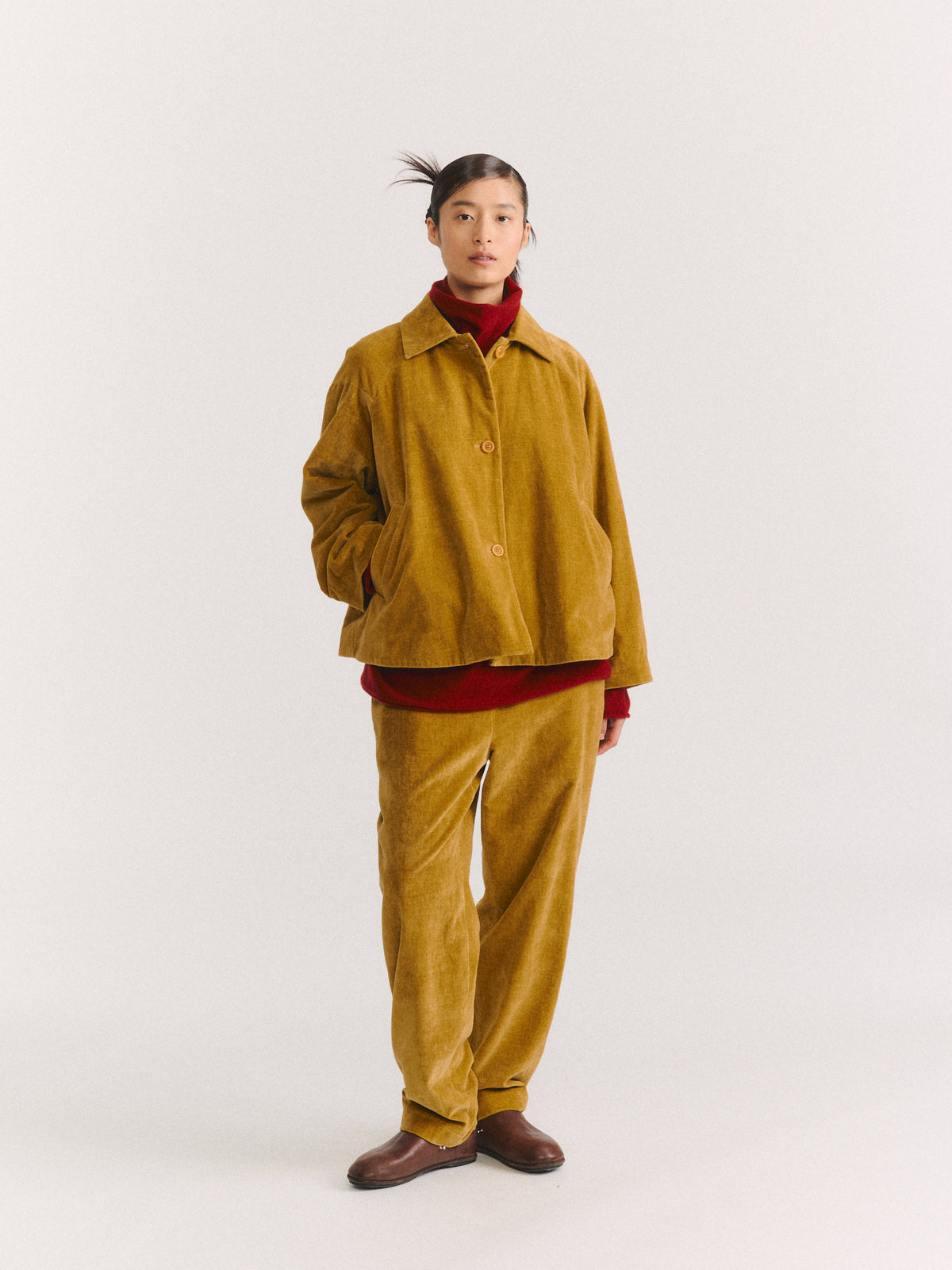 DRAYS JACKET - MID VELVET - GOLD
