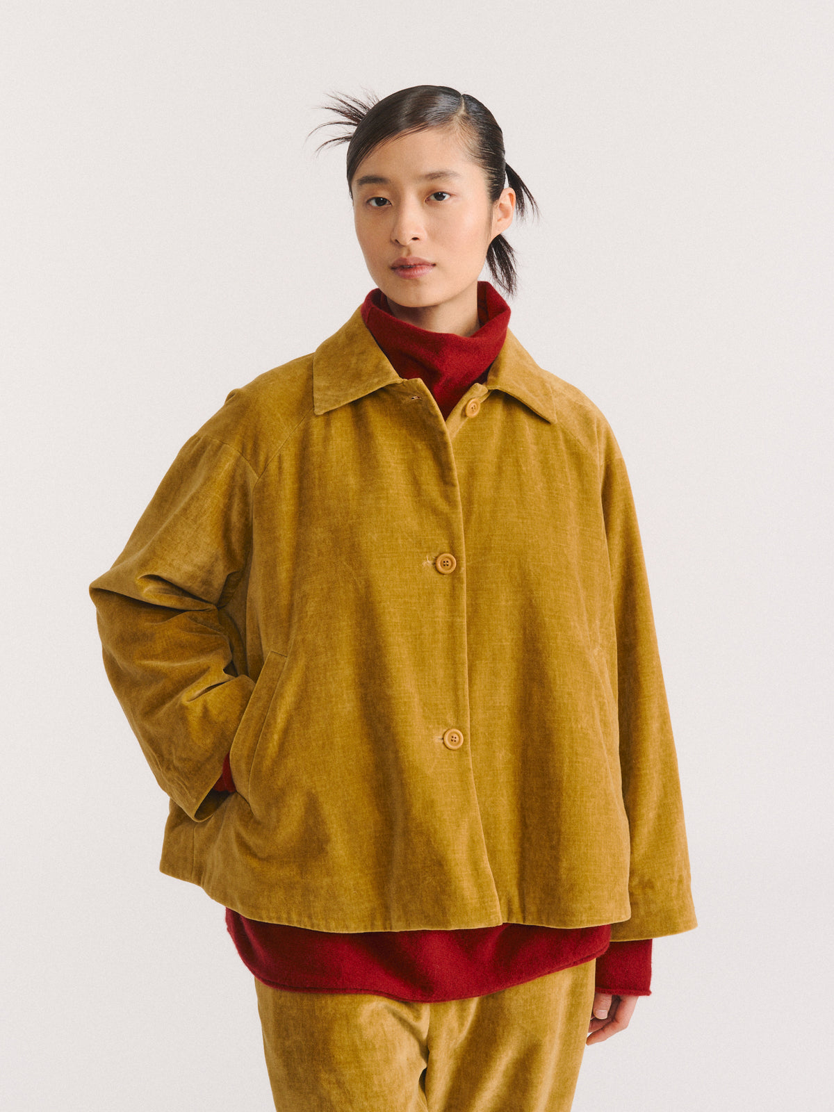 DRAYS JACKET - MID VELVET - GOLD
