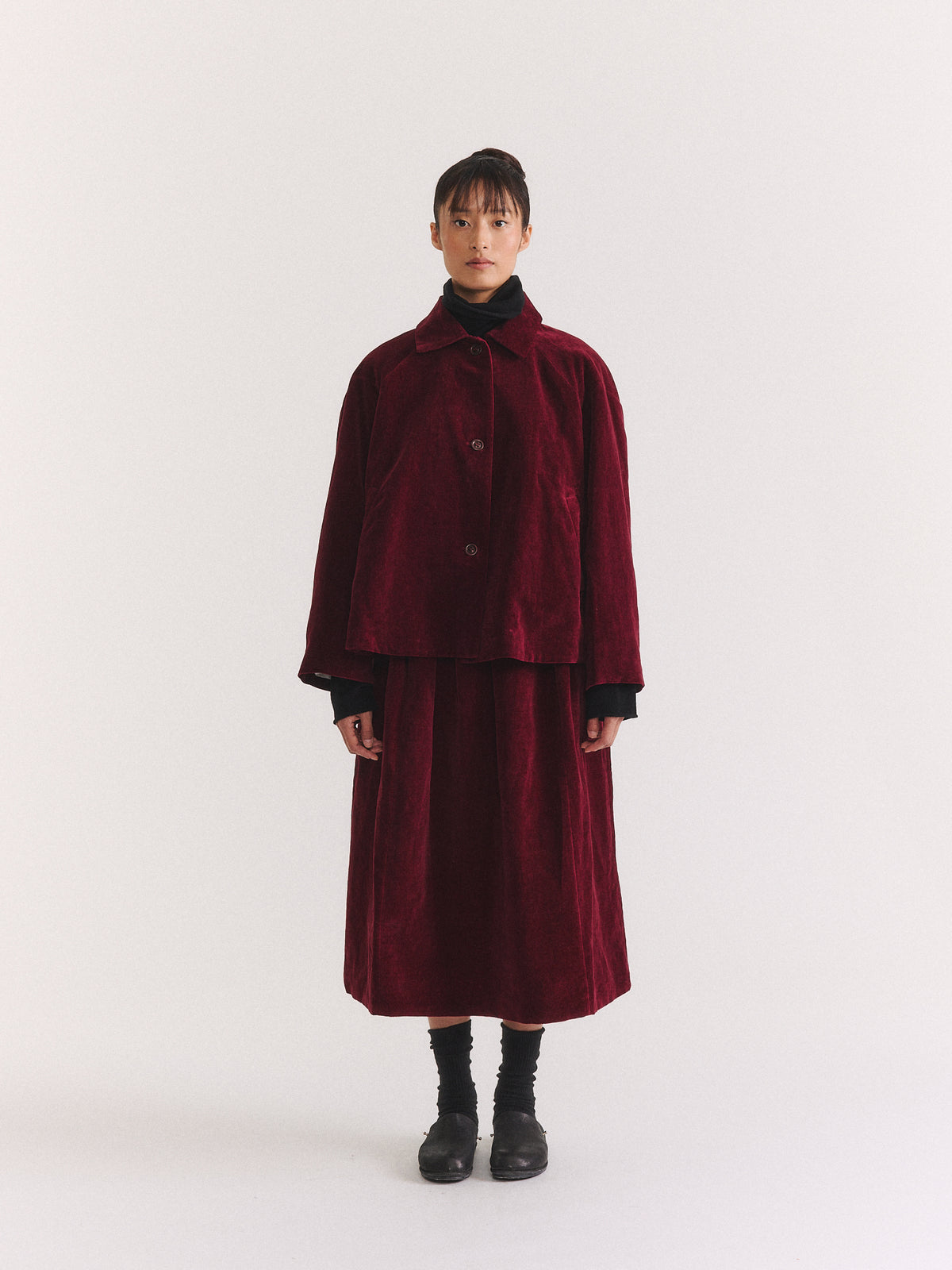 DRAYS JACKET - MID VELVET - PRUNE