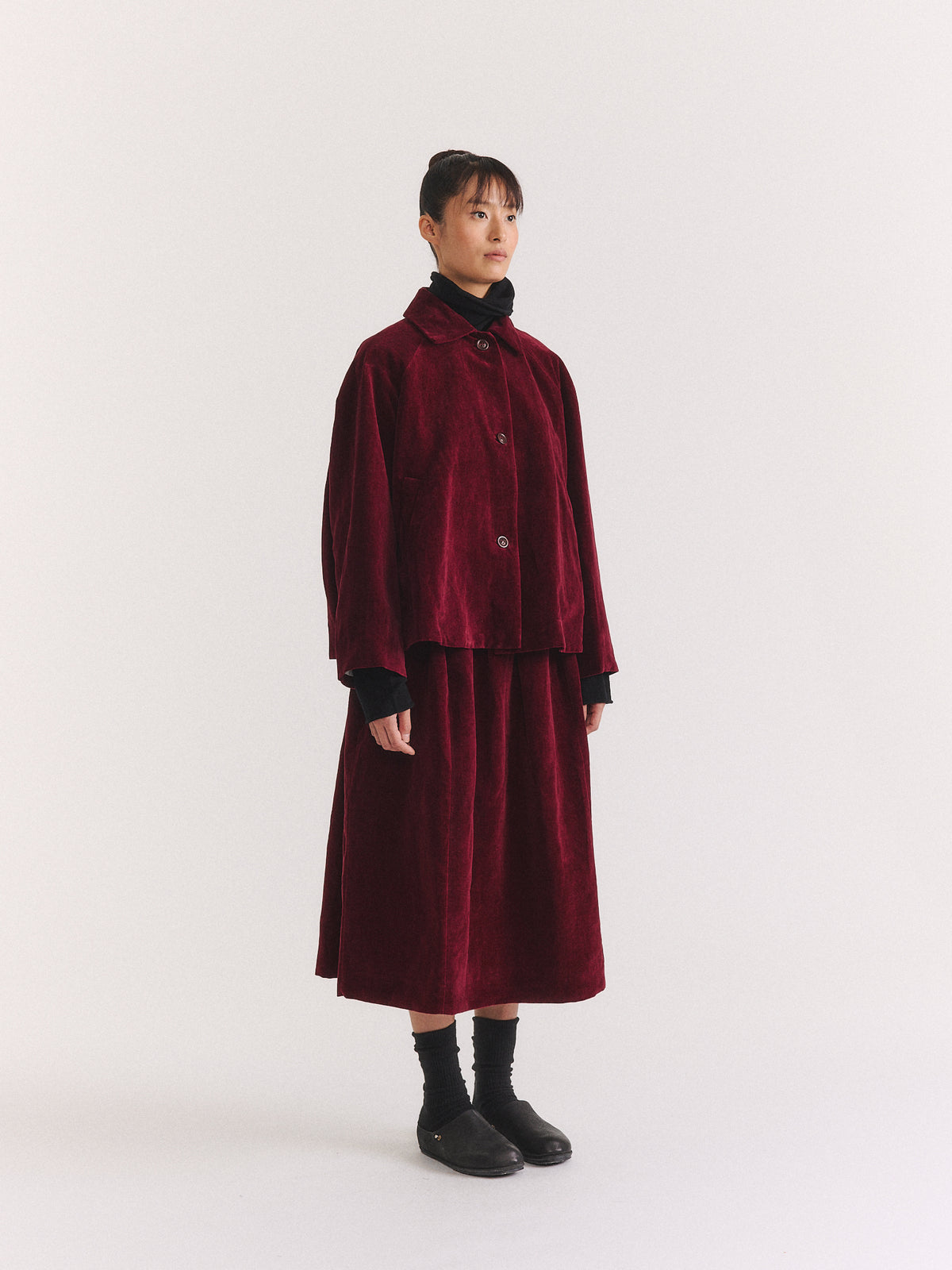 DRAYS JACKET - MID VELVET - PRUNE