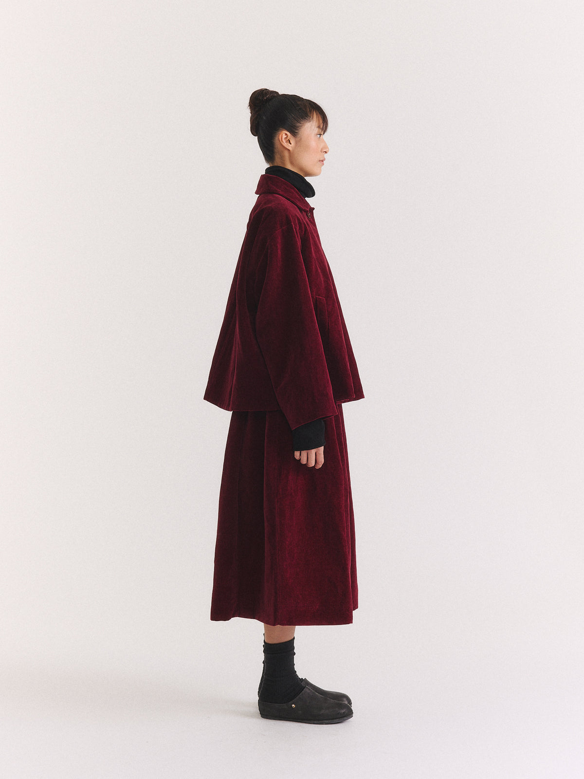 DRAYS JACKET - MID VELVET - PRUNE