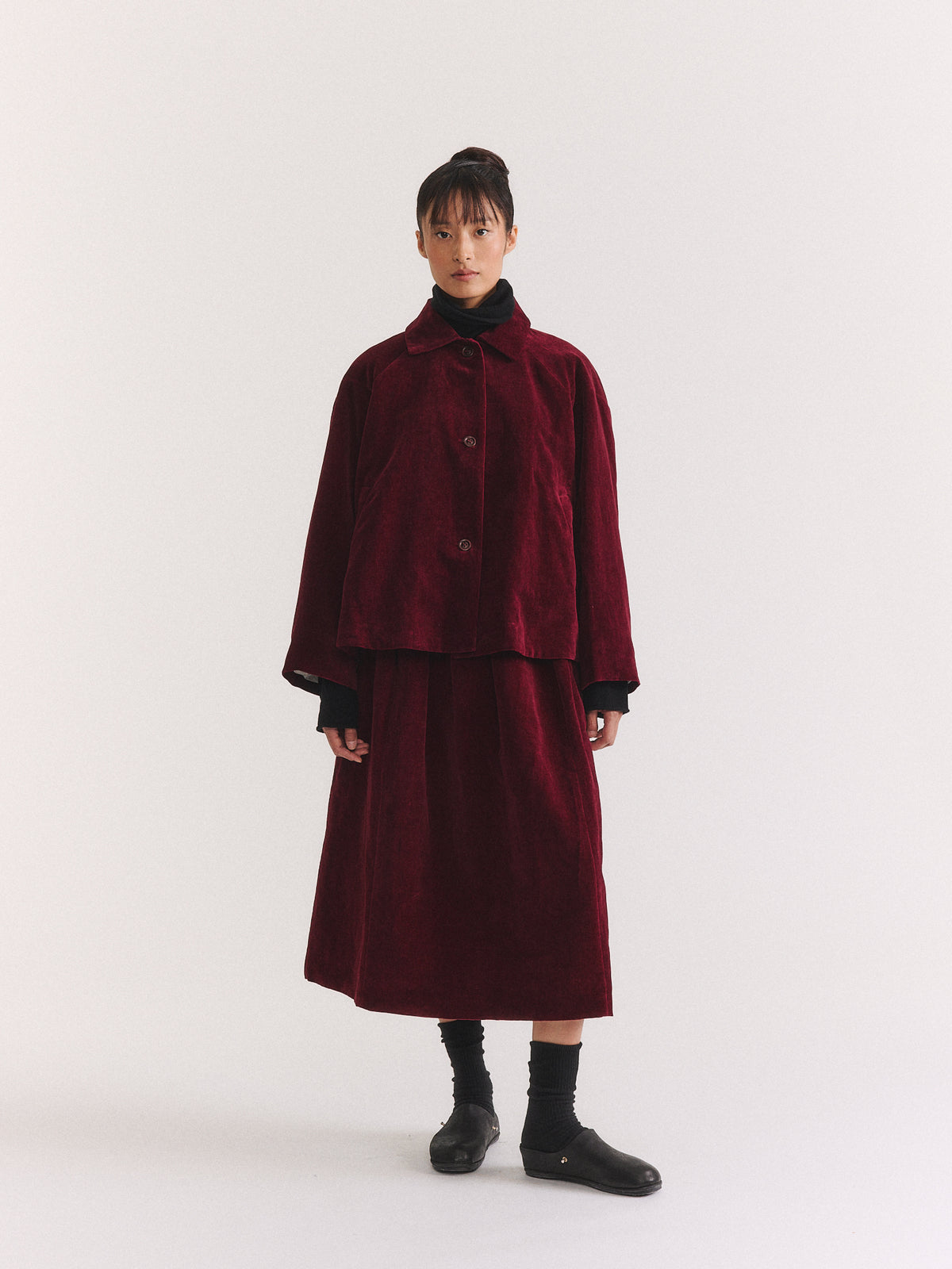 DRAYS JACKET - MID VELVET - PRUNE