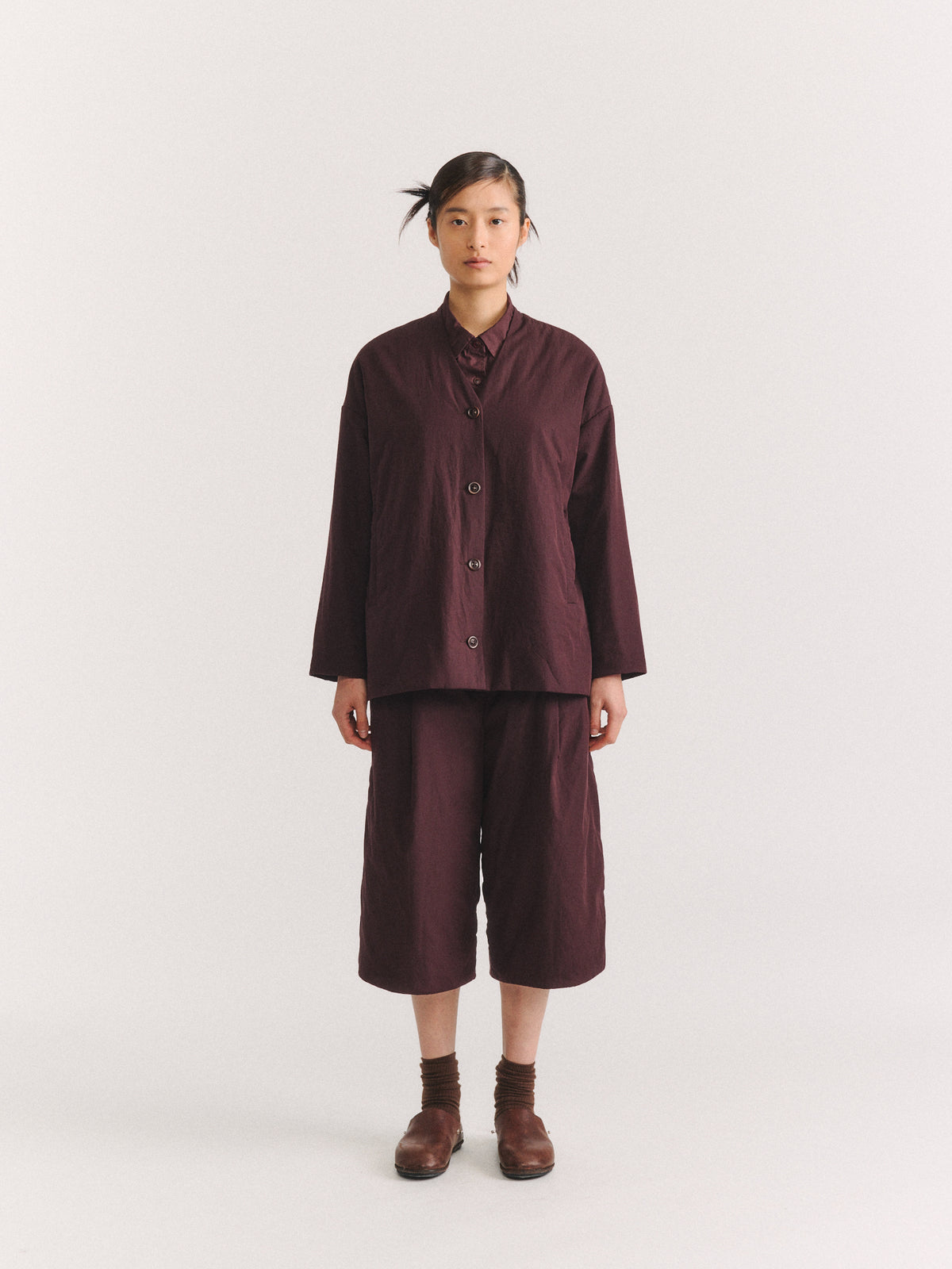 JULIANE JACKET - CHALK POPLIN - EBONY