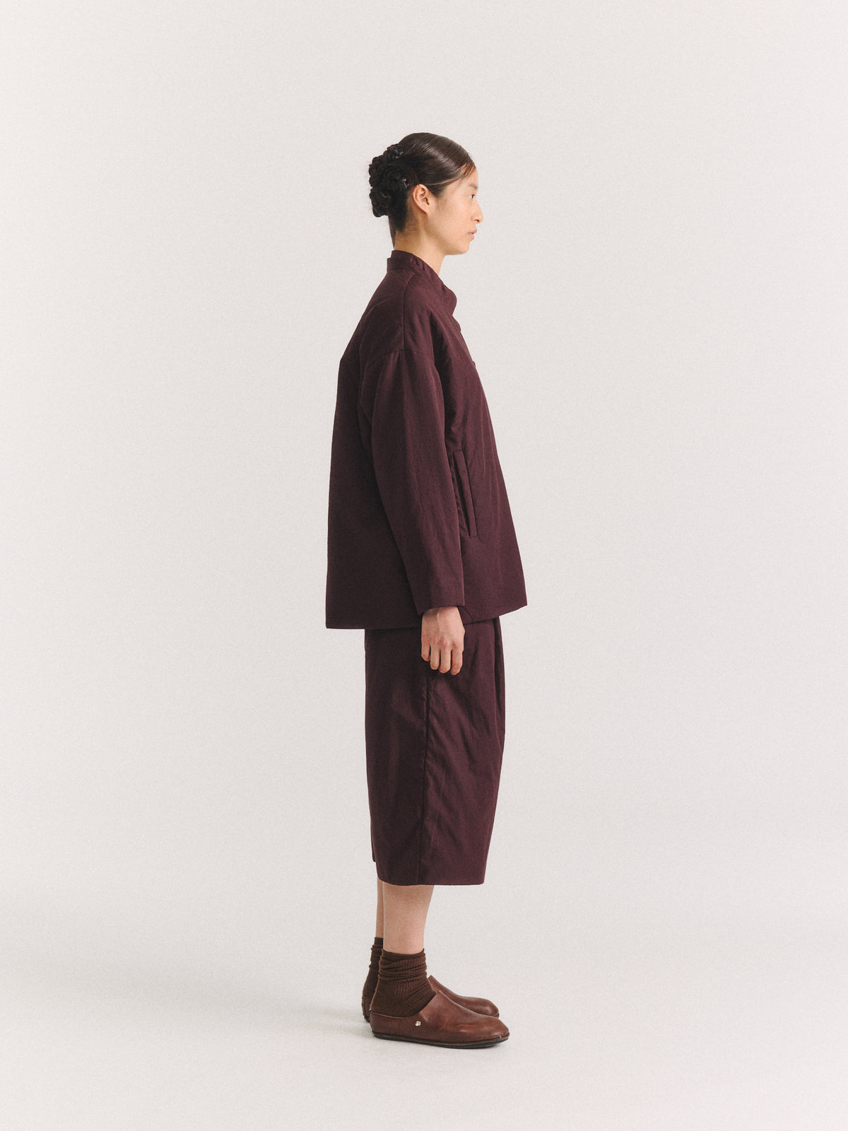 JULIANE JACKET - CHALK POPLIN - EBONY