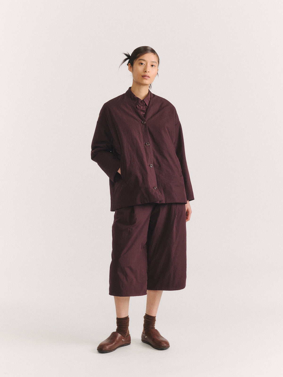 JULIANE JACKET - CHALK POPLIN - EBONY