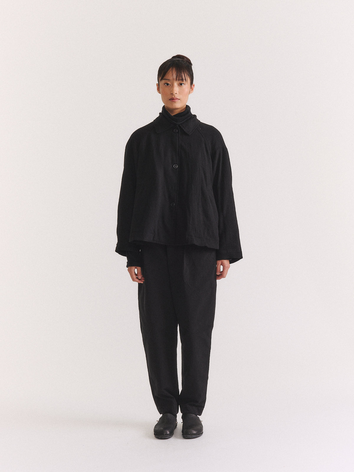 DRAYS JACKET - OPEN WEAVE - BLACK