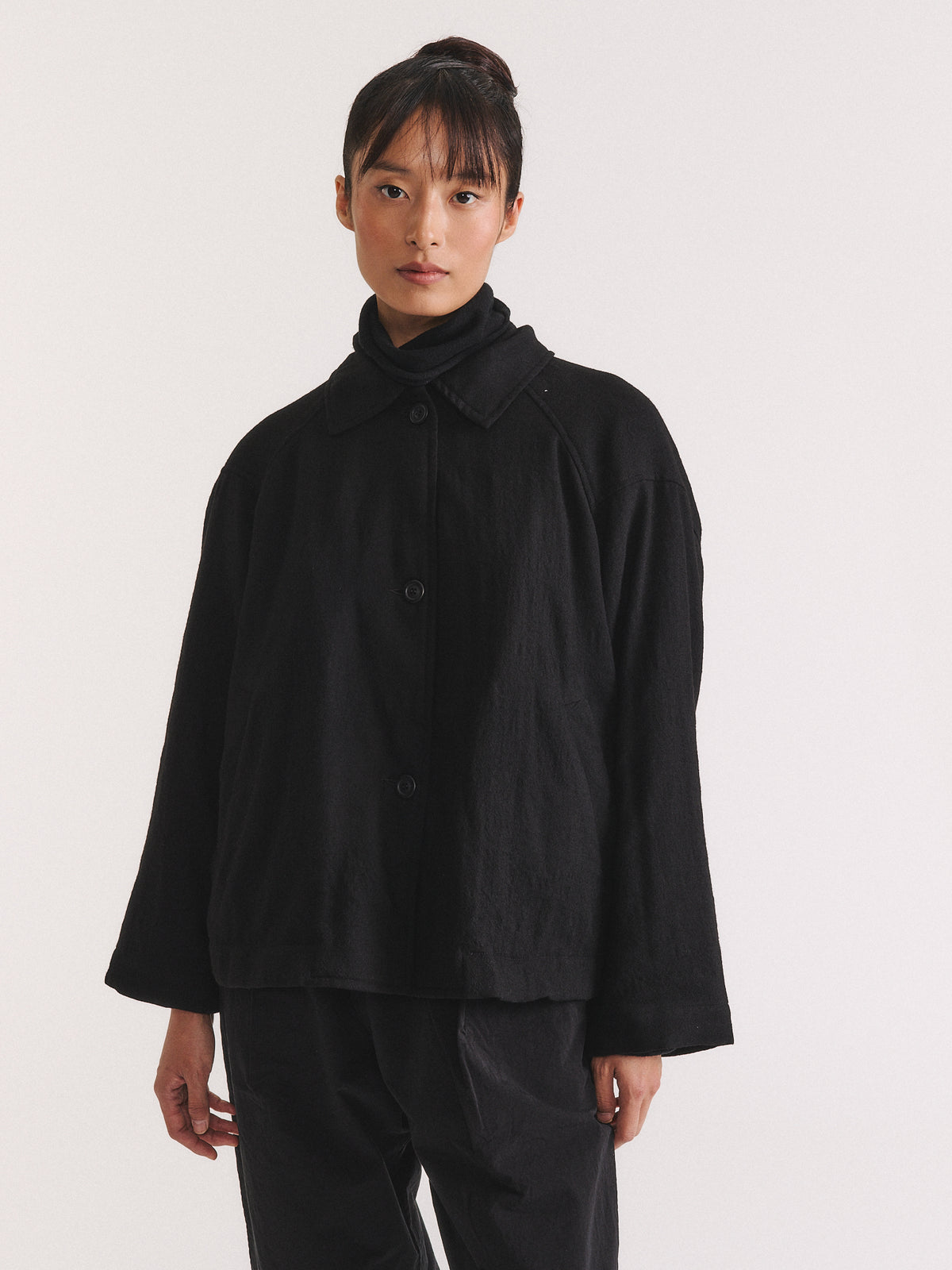 DRAYS JACKET - OPEN WEAVE - BLACK