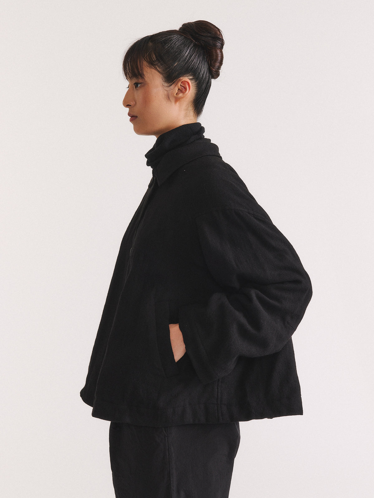 DRAYS JACKET - OPEN WEAVE - BLACK