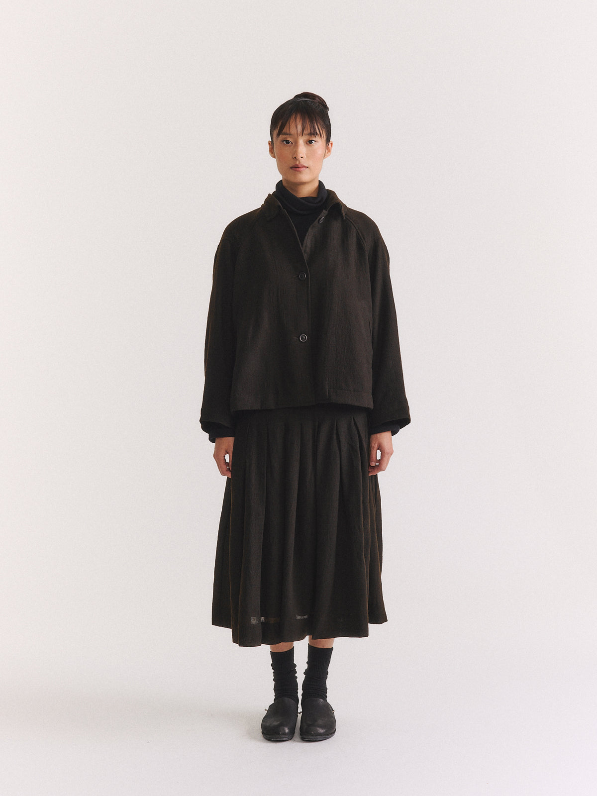 DRAYS JACKET - OPEN WEAVE - DARK BROWN