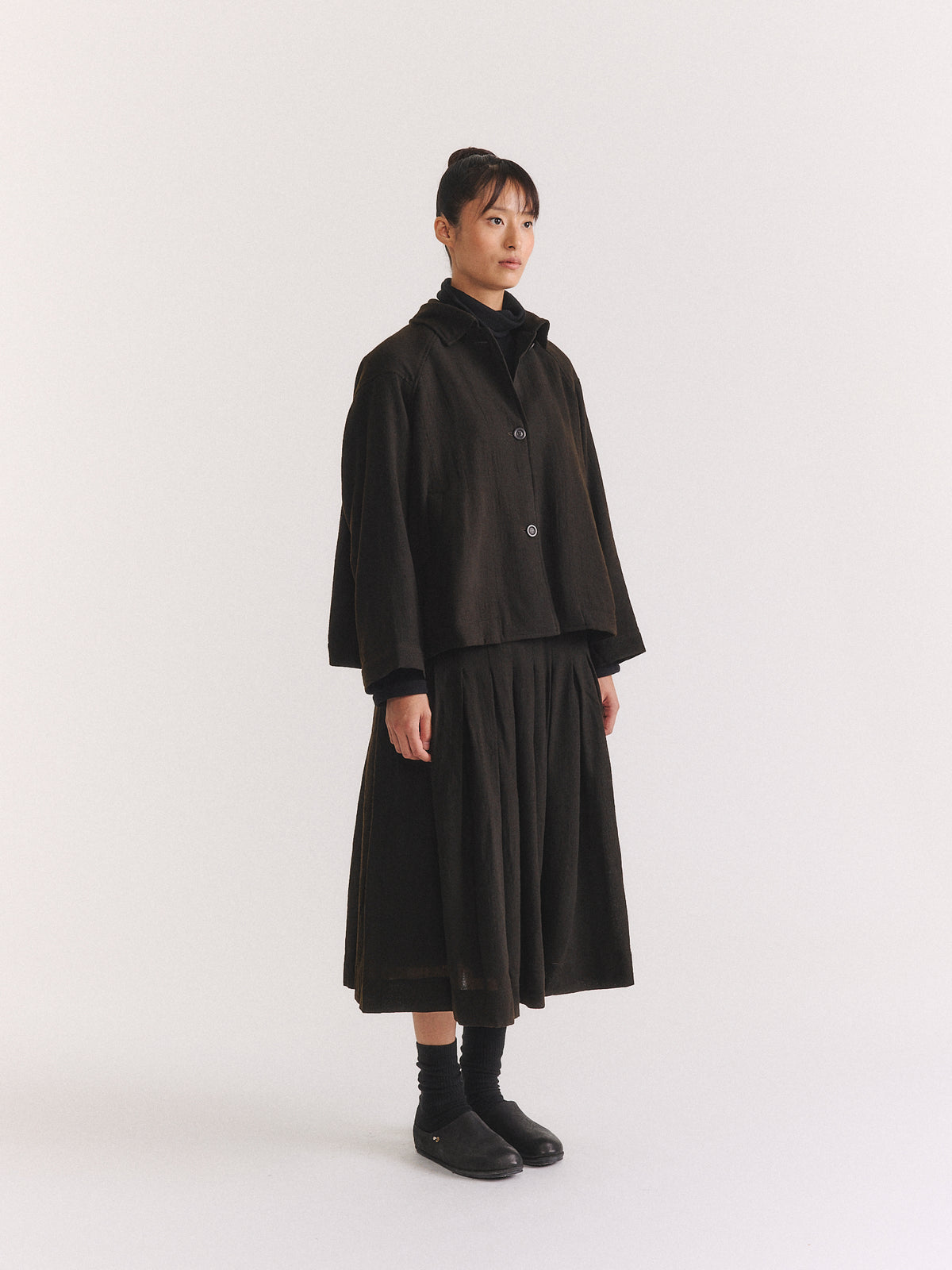 DRAYS JACKET - OPEN WEAVE - DARK BROWN