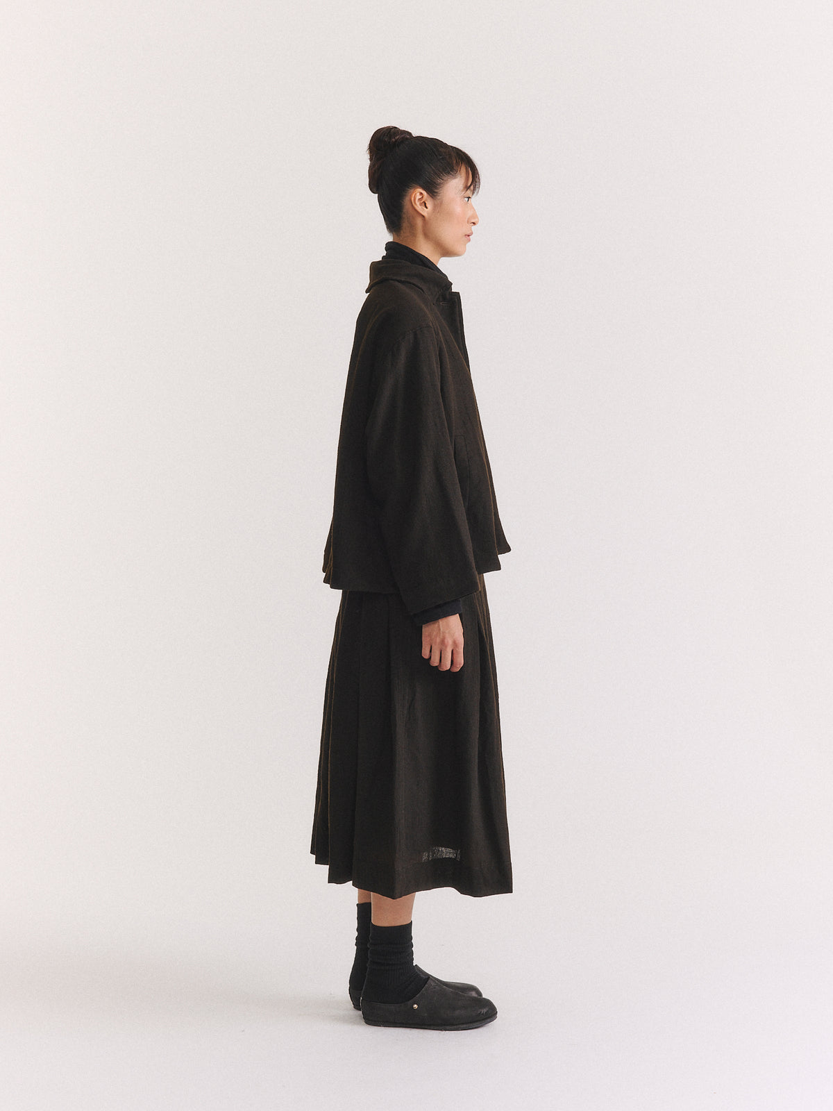 DRAYS JACKET - OPEN WEAVE - DARK BROWN