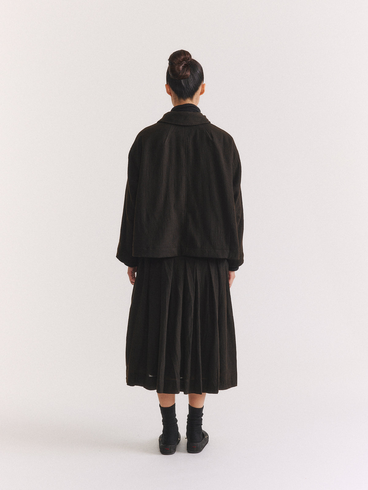 DRAYS JACKET - OPEN WEAVE - DARK BROWN