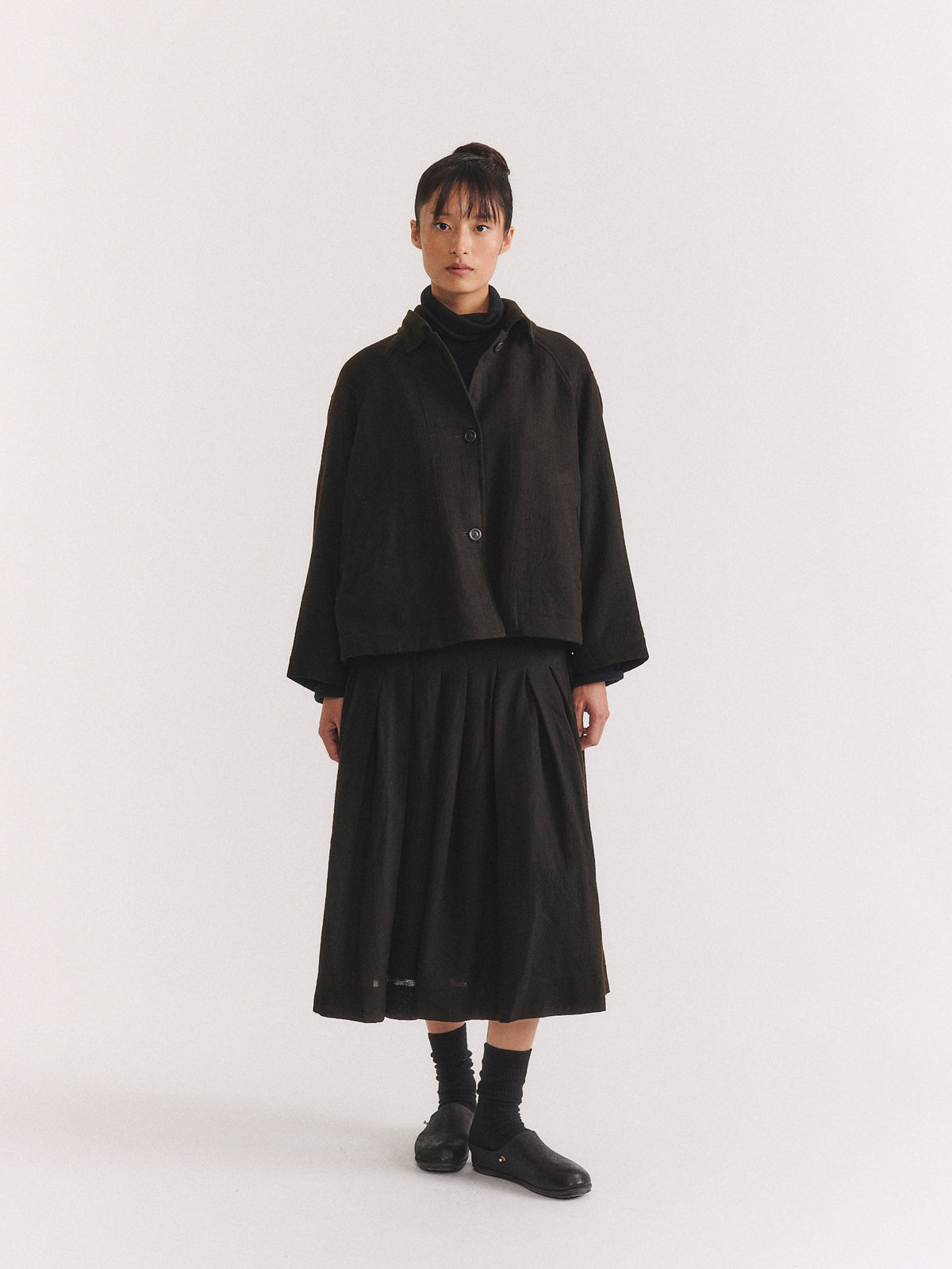 DRAYS JACKET - OPEN WEAVE - DARK BROWN