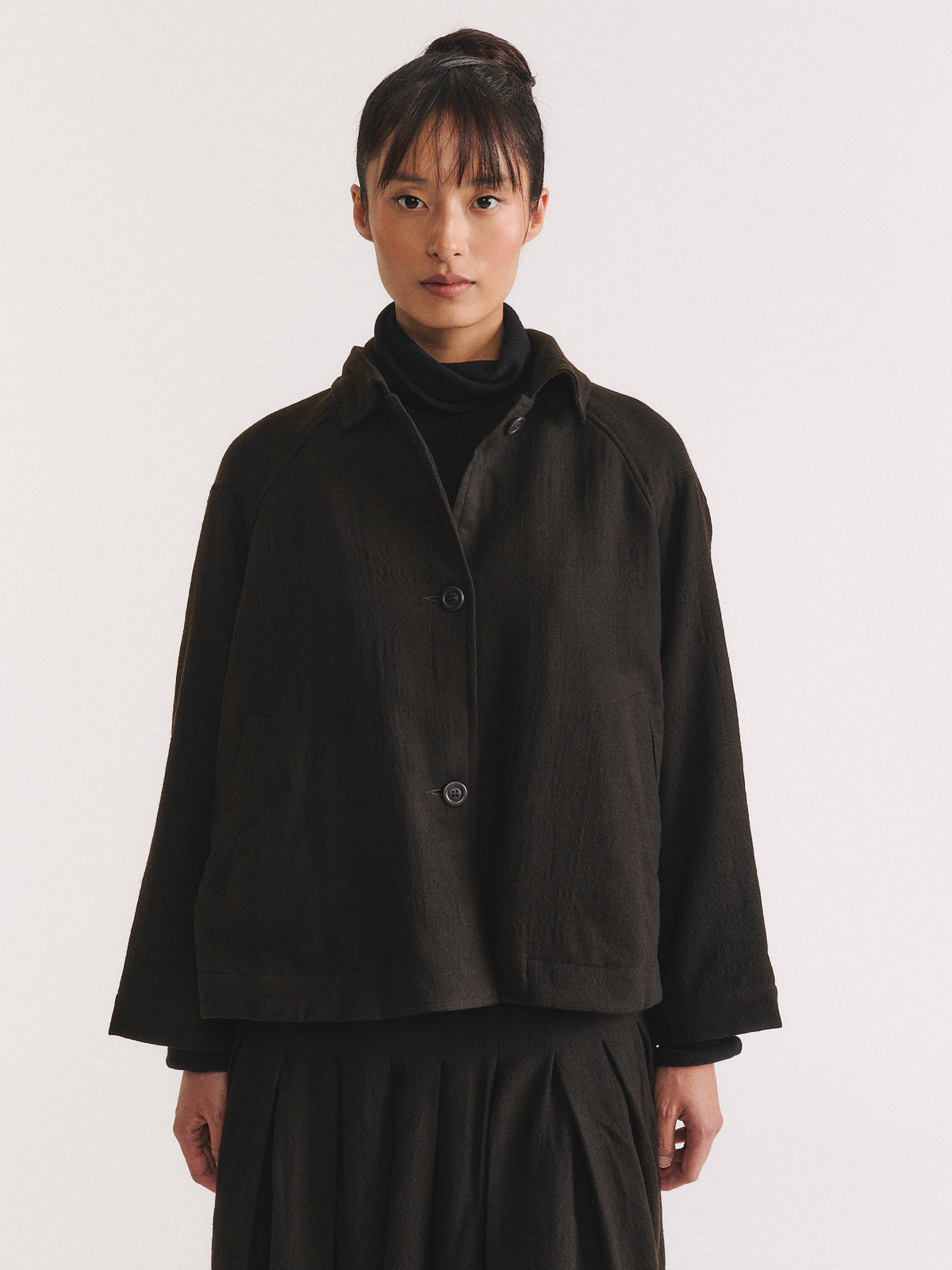 DRAYS JACKET - OPEN WEAVE - DARK BROWN