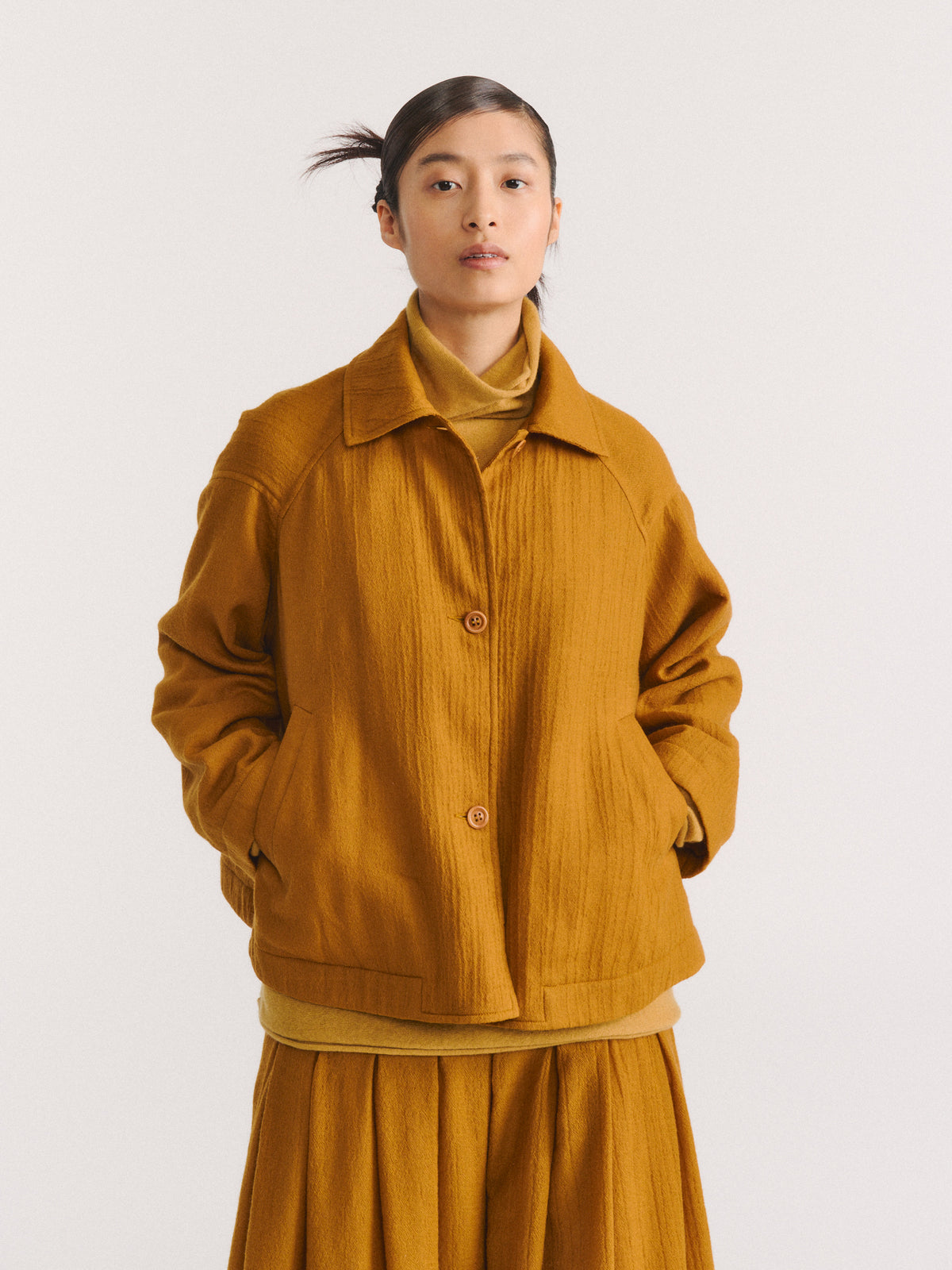 DRAYS JACKET - OPEN WEAVE - GOLD
