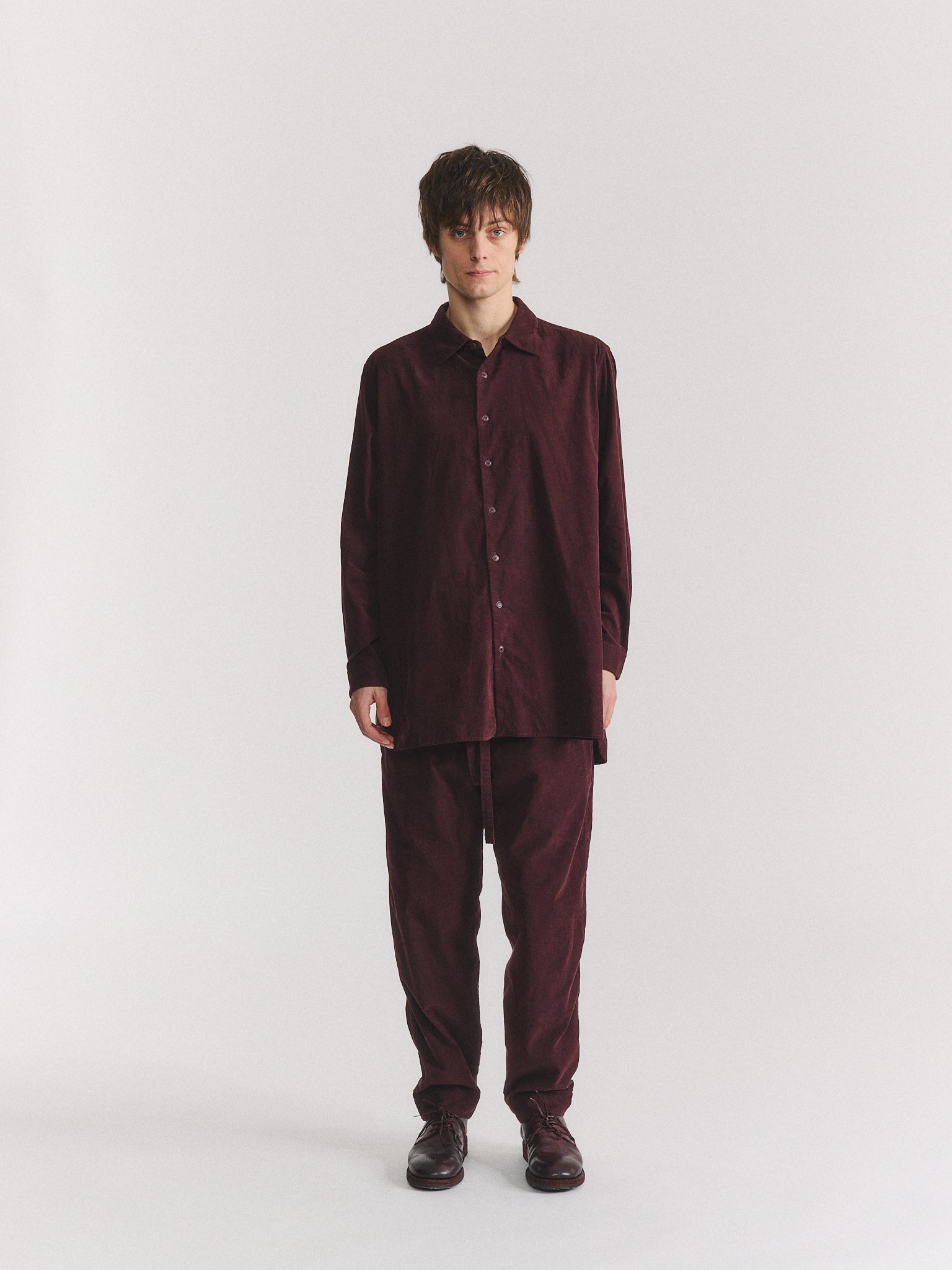 IKLA SHIRT - PIN CORD - BURGUNDY