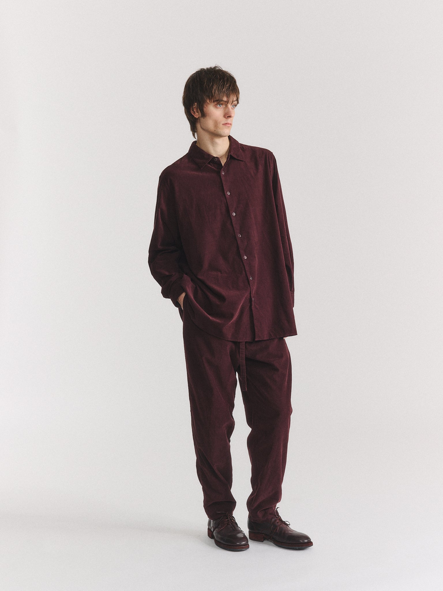 IKLA SHIRT - PIN CORD - BURGUNDY