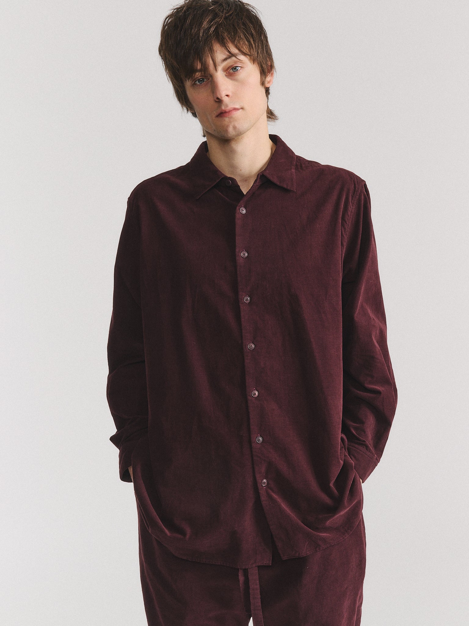 IKLA SHIRT - PIN CORD - BURGUNDY