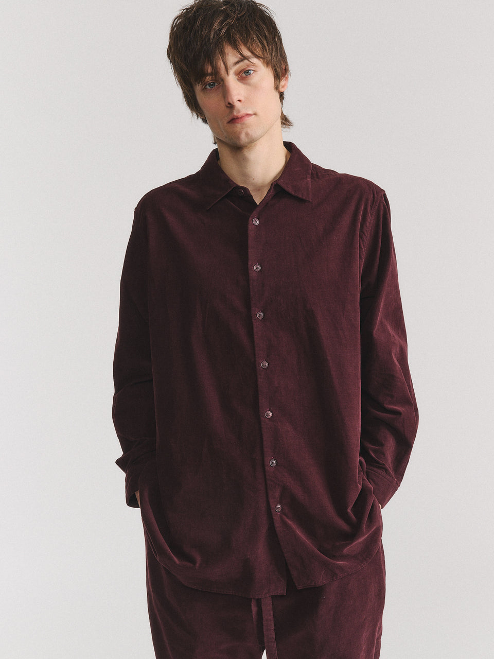 IKLA SHIRT - PIN CORD - BURGUNDY
