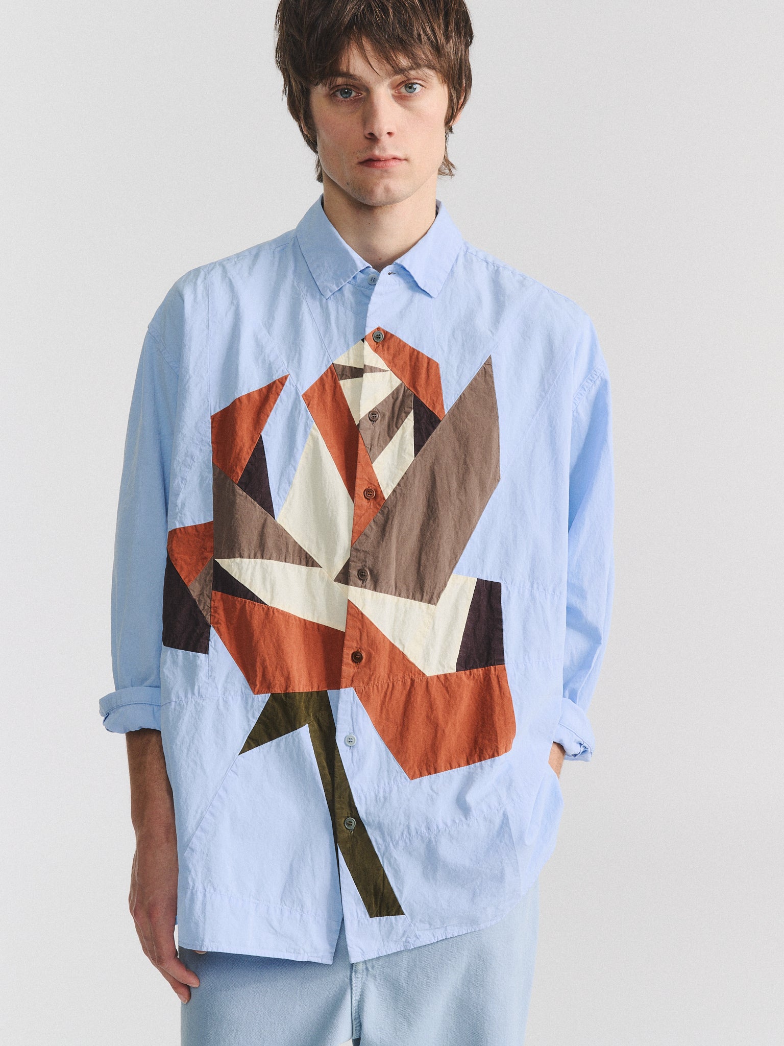 CHEMISE HAMNET PATCHWORK - PAPER COT - COULEURS MÉTISSES GLACIER