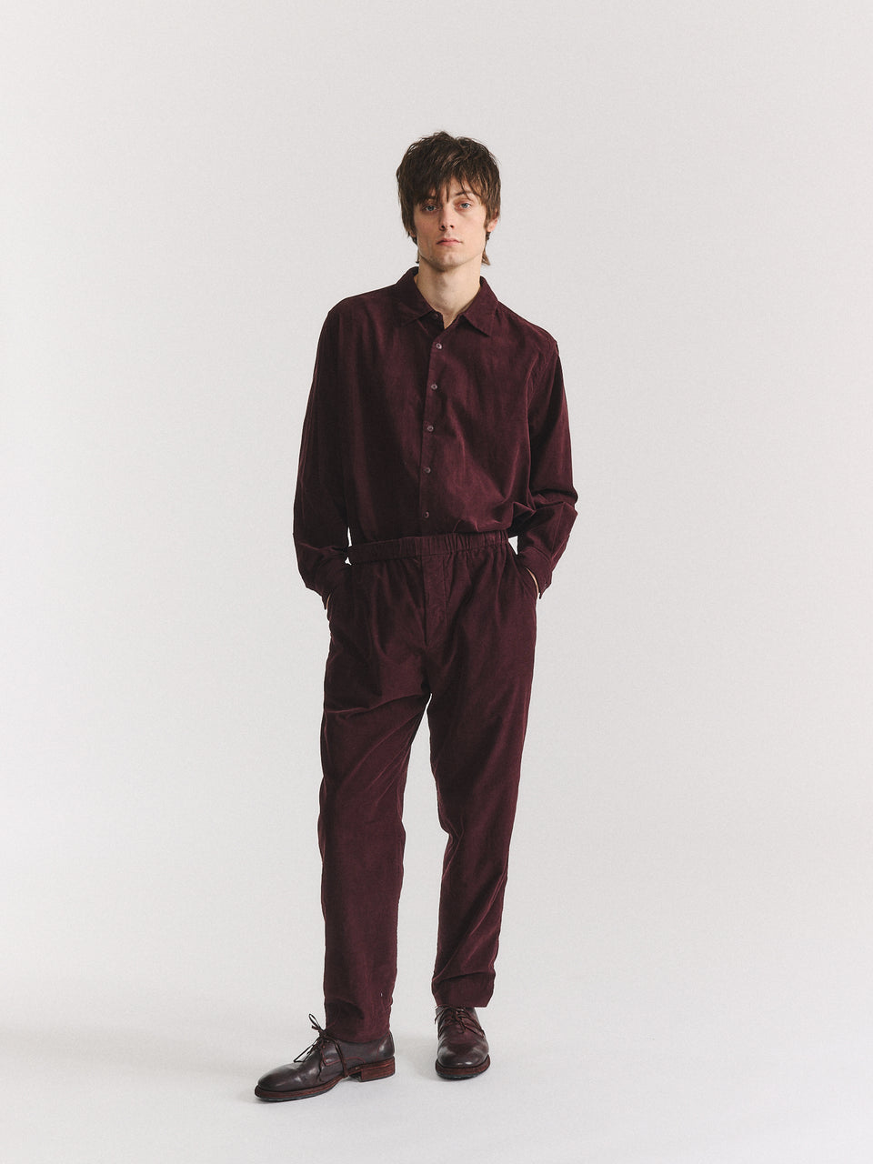 JOG AH PANTS - PIN CORD - BURGUNDY