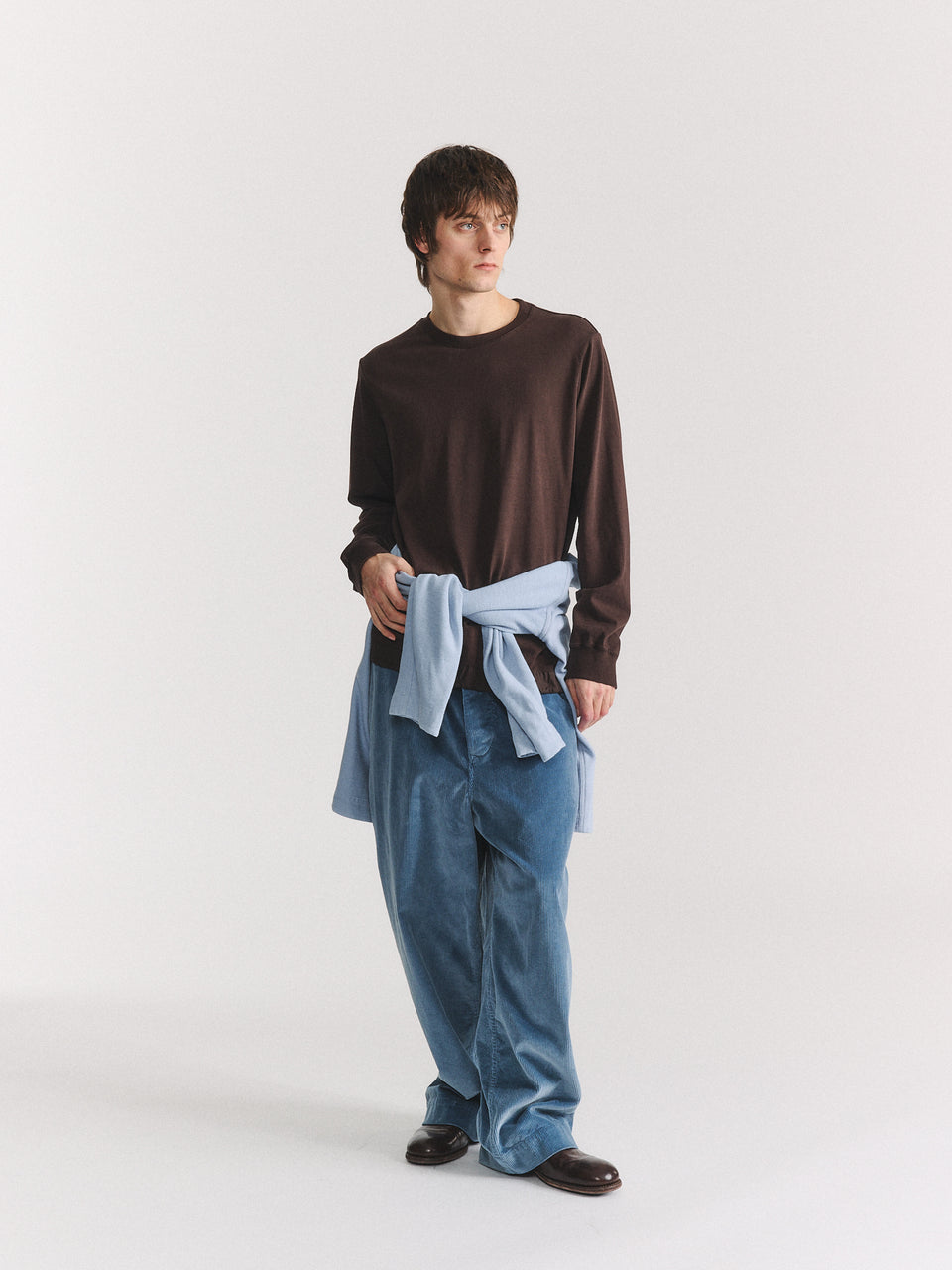 FELIX LONG SLEEVES T-SHIRT - HEAVY JERSEY - DARK BROWN