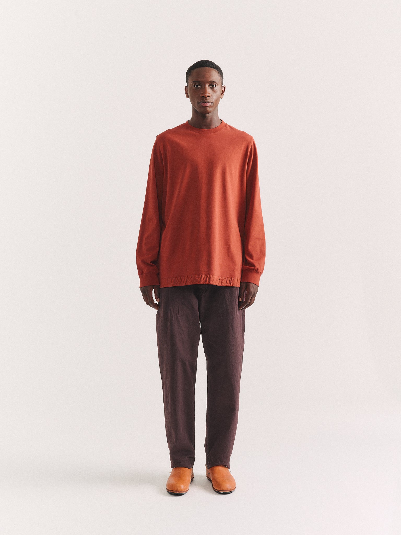 FELIX LONG SLEEVES T-SHIRT - HEAVY JERSEY - TERRACOTTA
