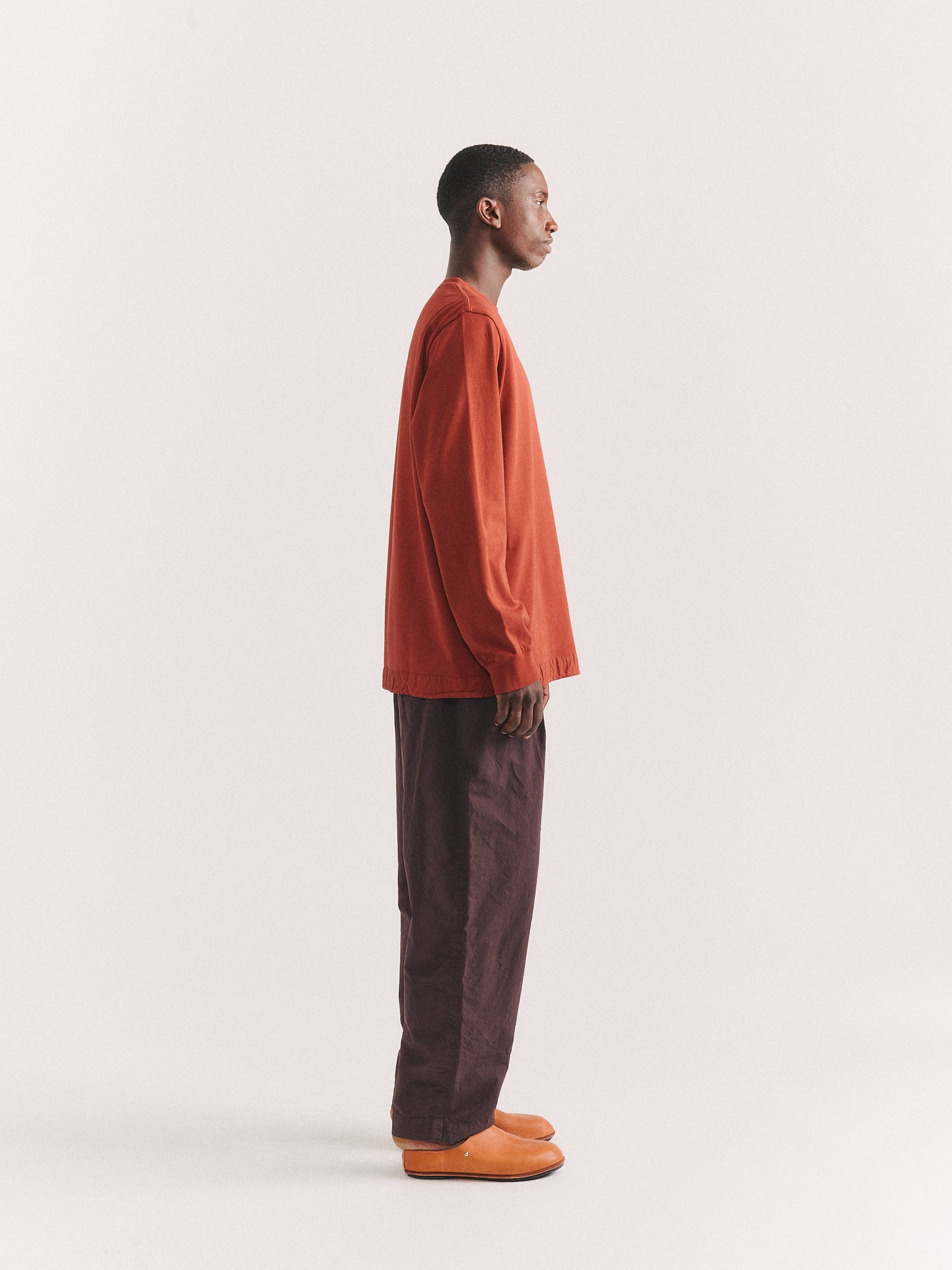 FELIX LONG SLEEVES T-SHIRT - HEAVY JERSEY - TERRACOTTA