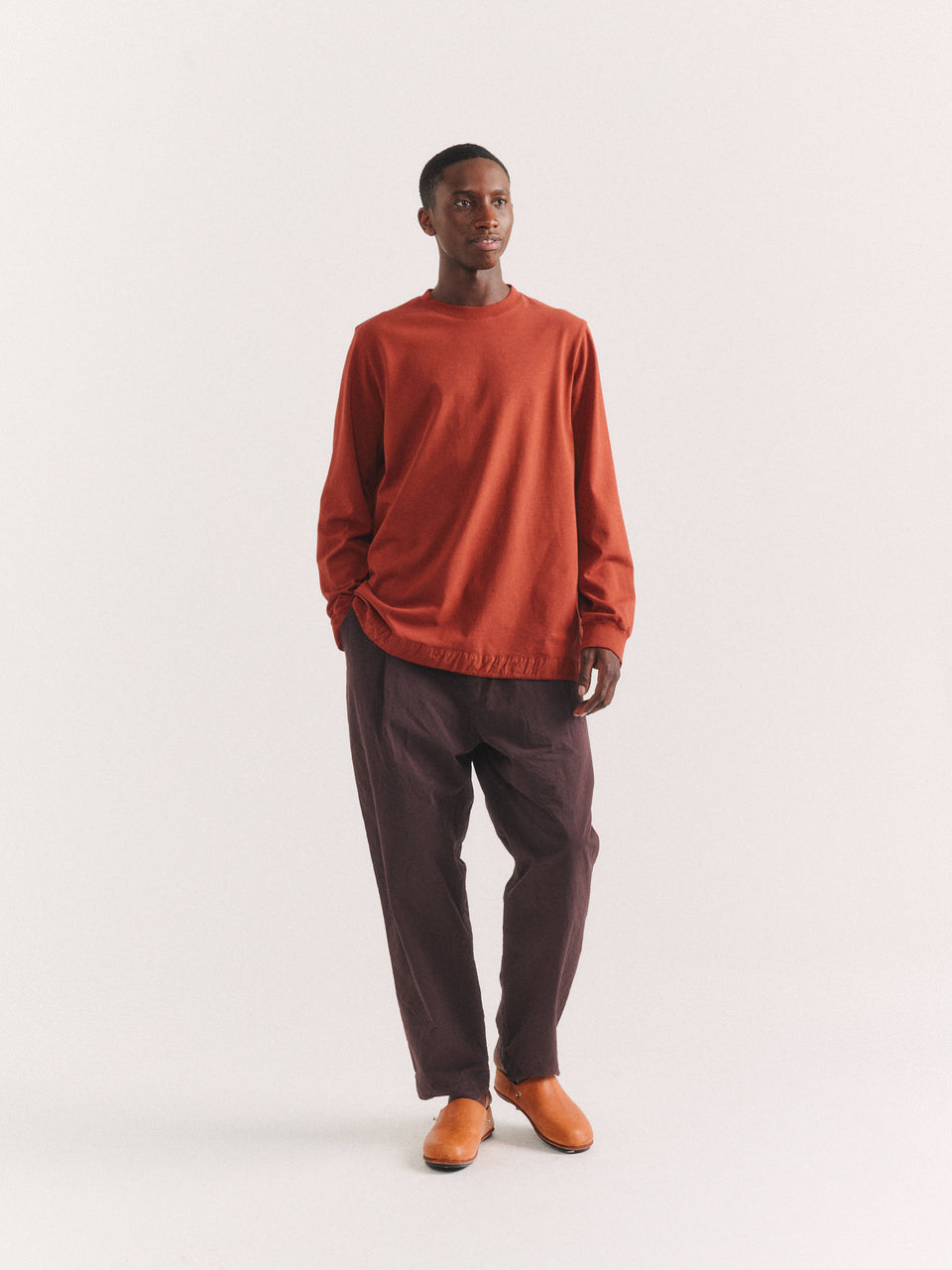 FELIX LONG SLEEVES T-SHIRT - HEAVY JERSEY - TERRACOTTA
