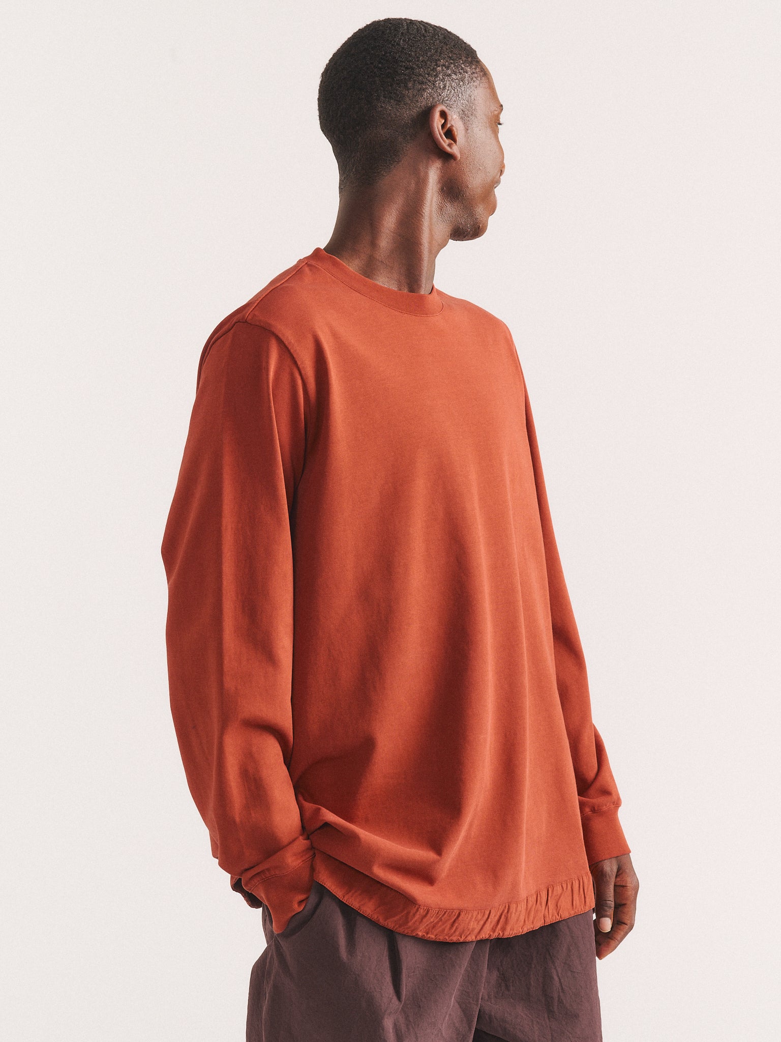 FELIX LONG SLEEVES T-SHIRT - HEAVY JERSEY - TERRACOTTA