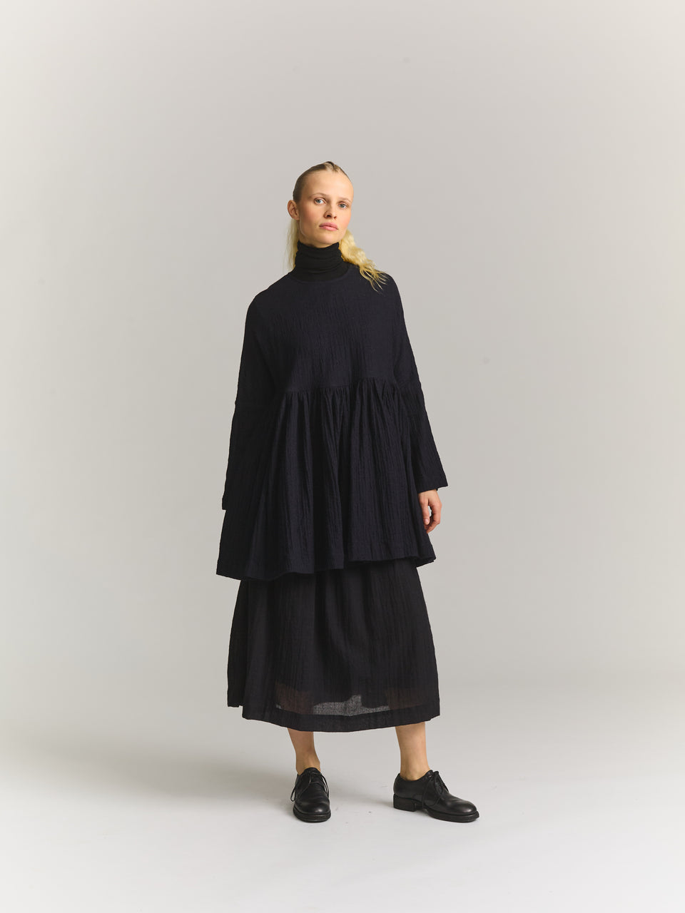 PYJ ROUCH TOP - OPEN WEAVE - NAVY