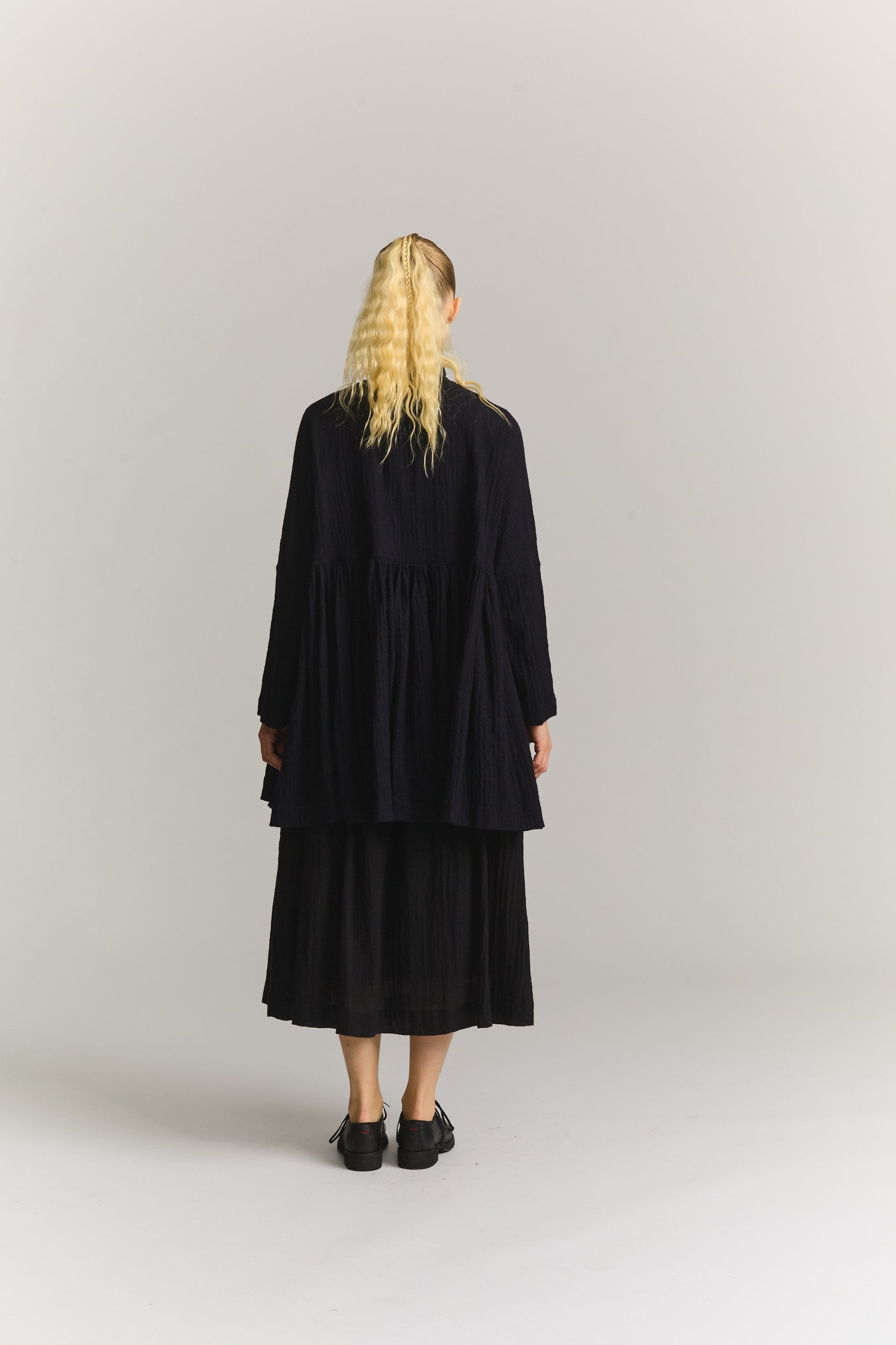 PYJ ROUCH TOP - OPEN WEAVE - NAVY