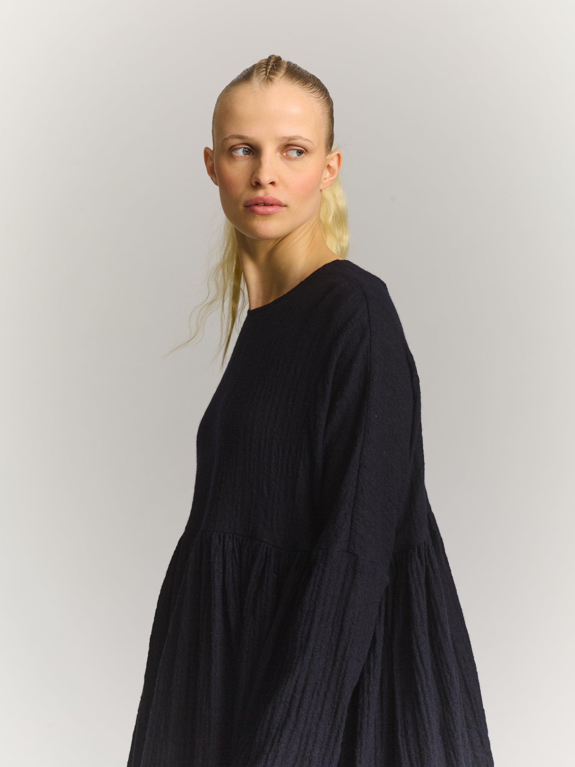 PYJ ROUCH TOP - OPEN WEAVE - NAVY