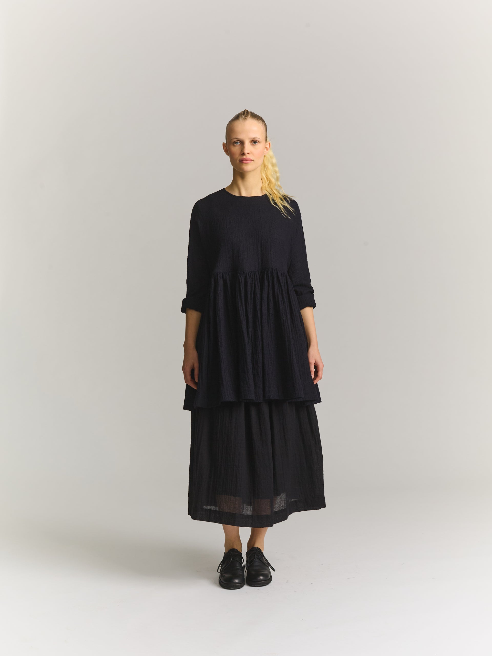 PYJ ROUCH TOP - OPEN WEAVE - NAVY
