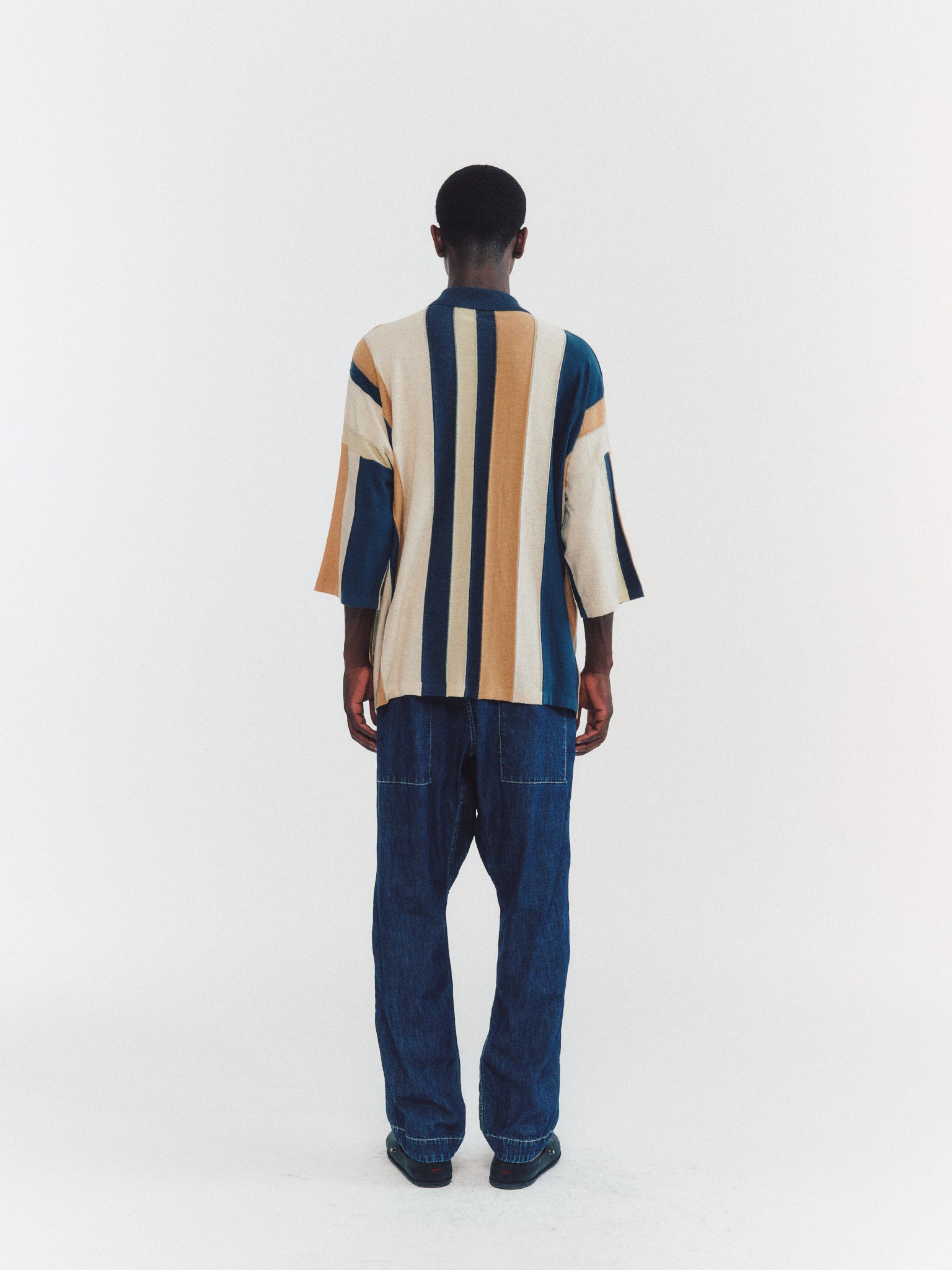SHIRT - STRIPE PATCHWORK - BLUE/BEIGE STRIPES